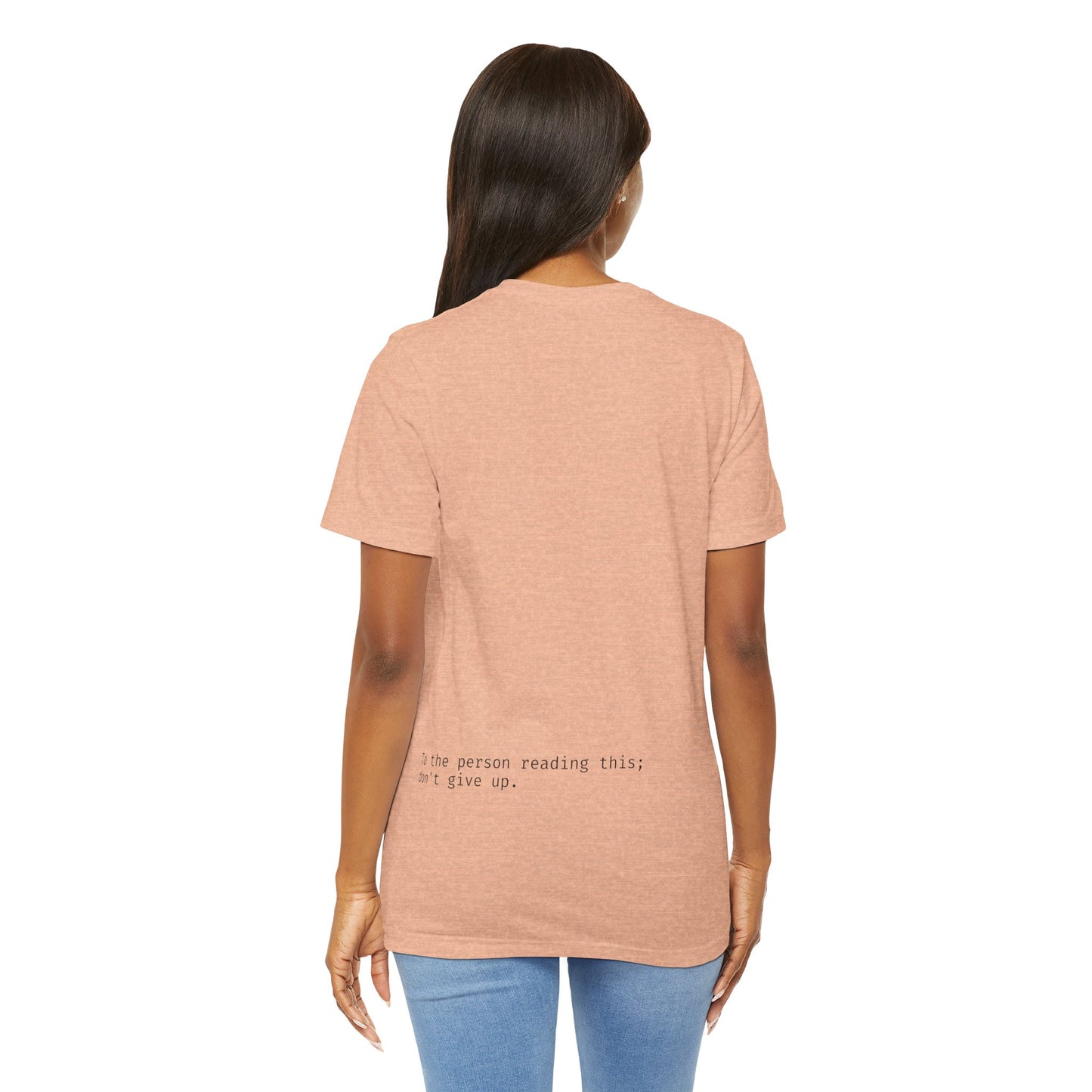 "To the person reading this; don't give up" Seek the Horizon Cotton Short-Sleeve T-Shirt Men's Mental Health Month