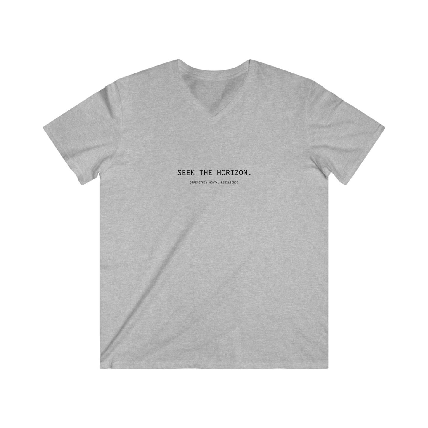 'Strengthen Mental Resilience' Cotton Men's Fitted Seek the Horizon V-Neck Short-Sleeve T-Shirt