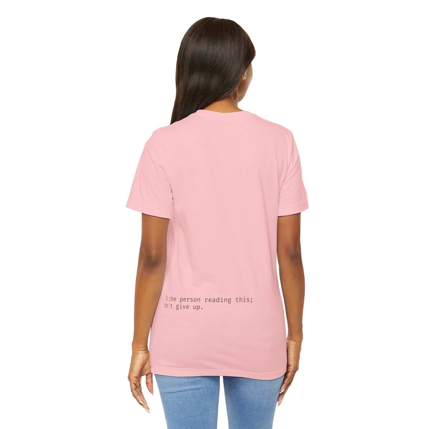 "To the person reading this; don't give up" Seek the Horizon Cotton Short-Sleeve T-Shirt Men's Mental Health Month