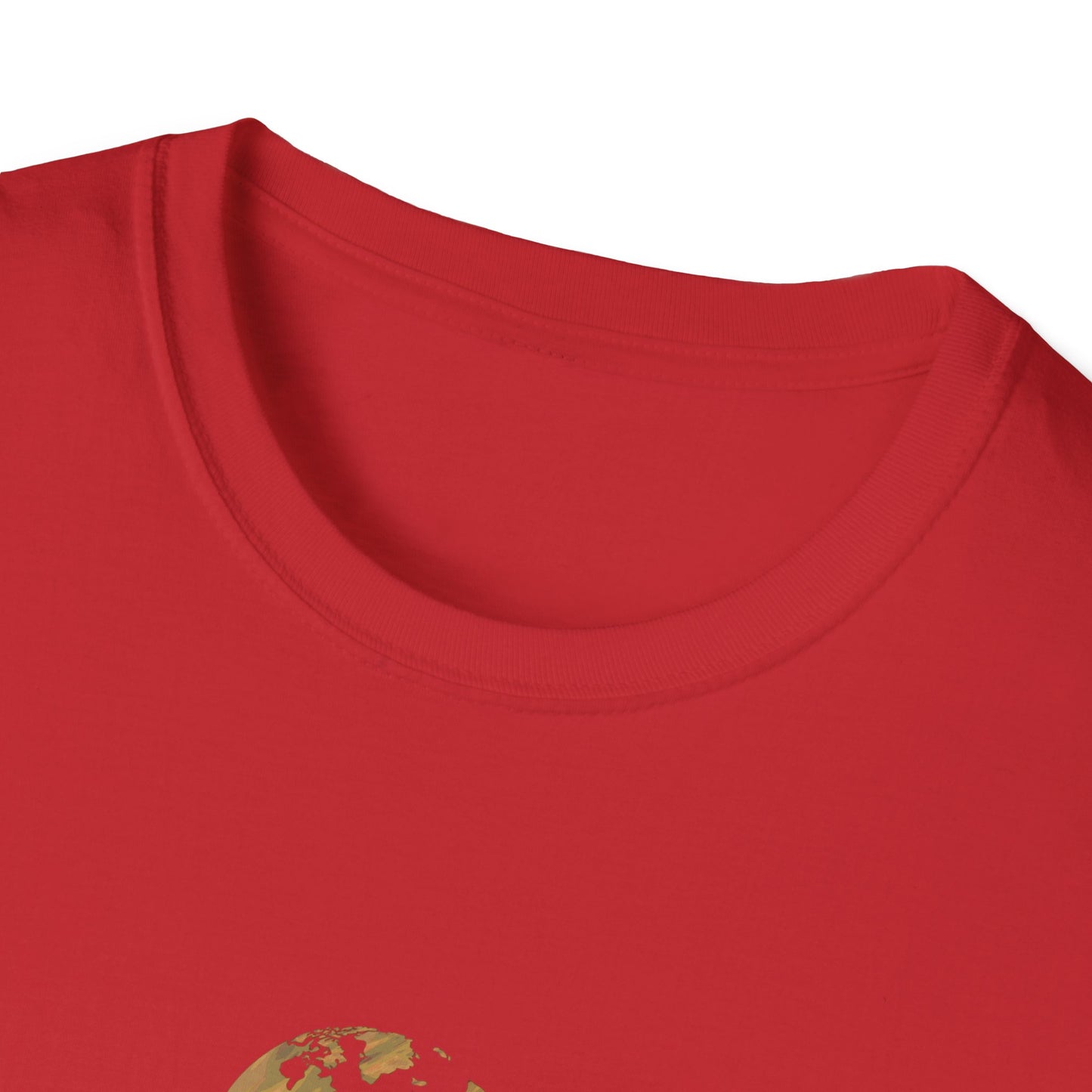 World Map Gold Unisex Softstyle Short-Sleeve Travel Cotton T-Shirt