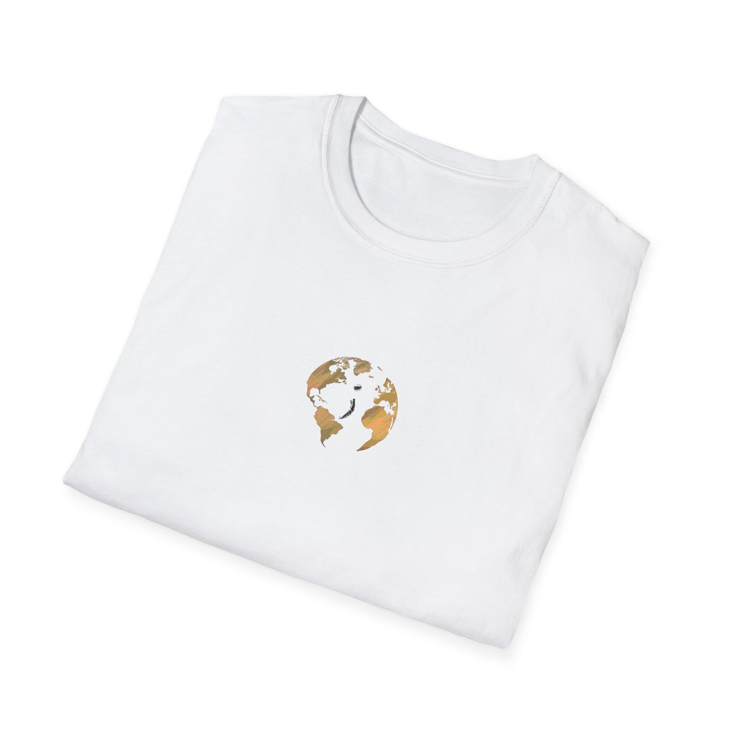 World Map Gold Unisex Softstyle Short-Sleeve Travel Cotton T-Shirt