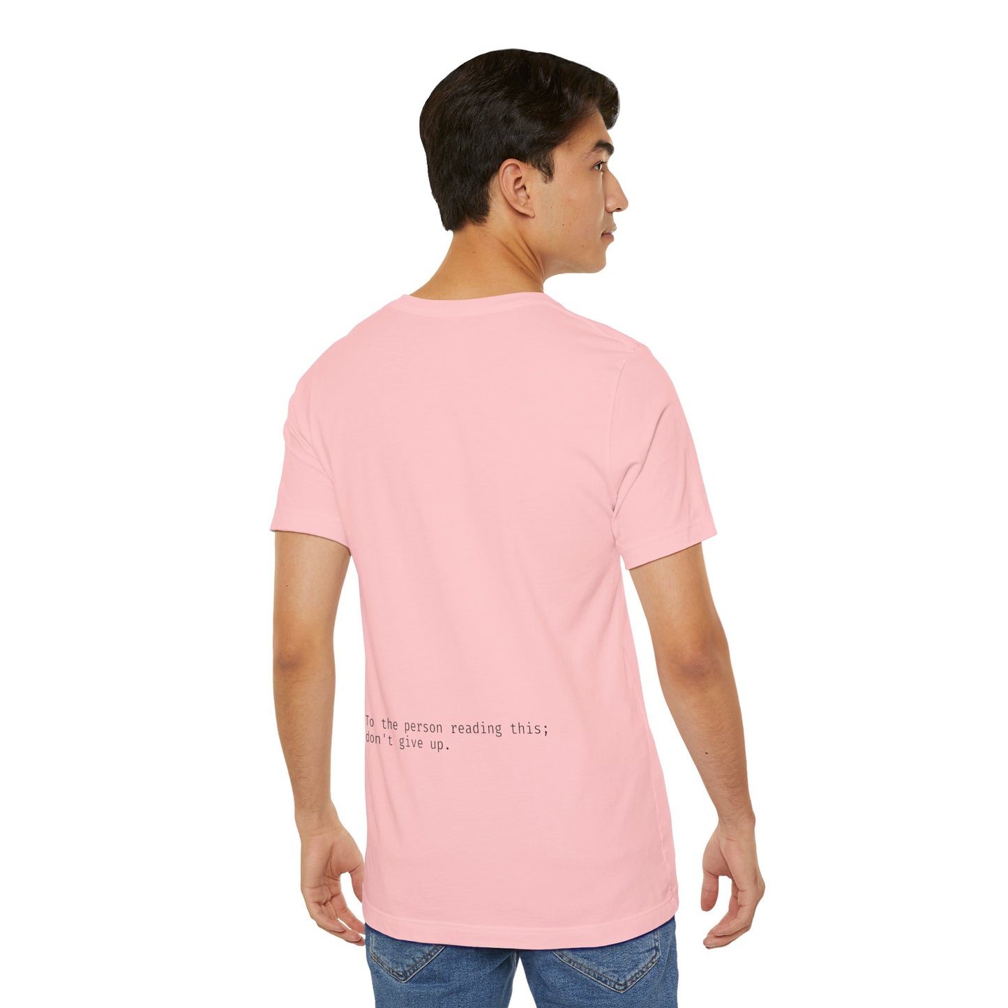"To the person reading this; don't give up" Seek the Horizon Cotton Short-Sleeve T-Shirt Men's Mental Health Month
