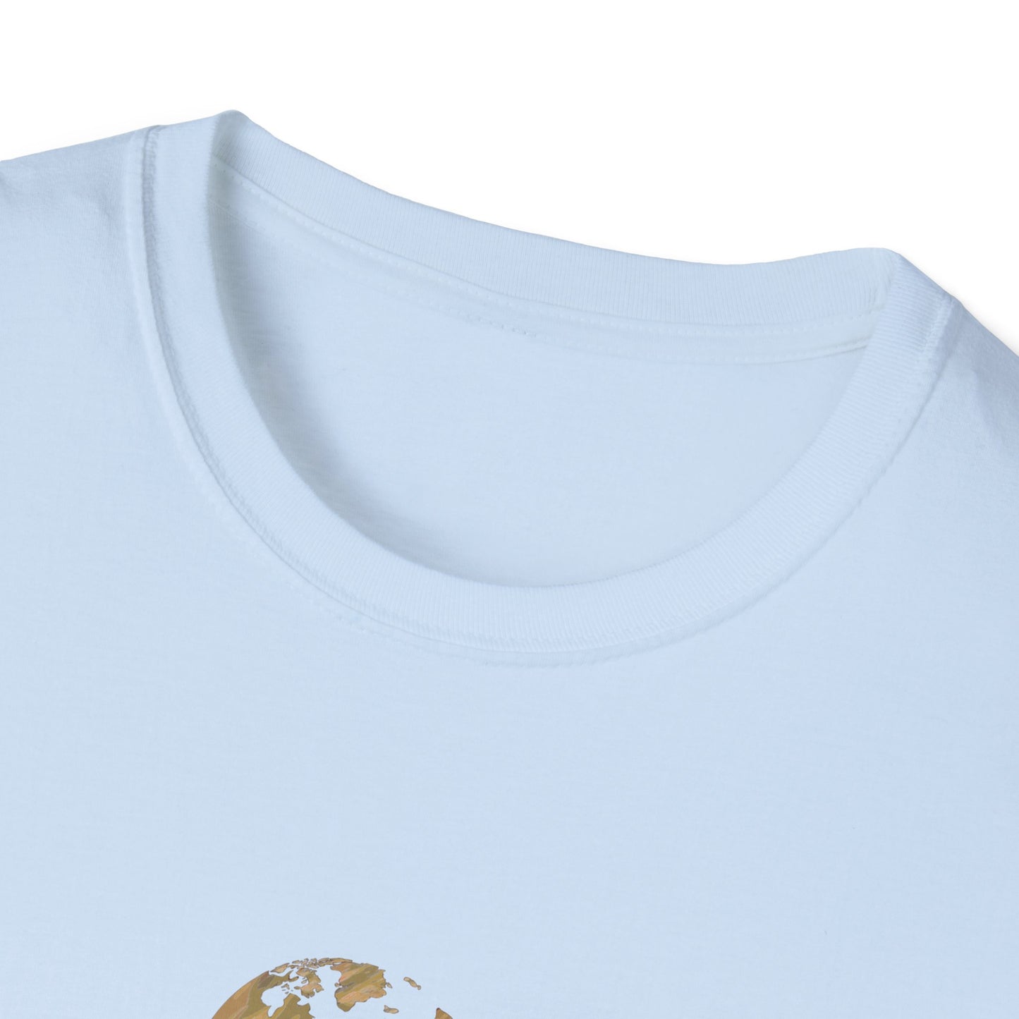 World Map Gold Unisex Softstyle Short-Sleeve Travel Cotton T-Shirt