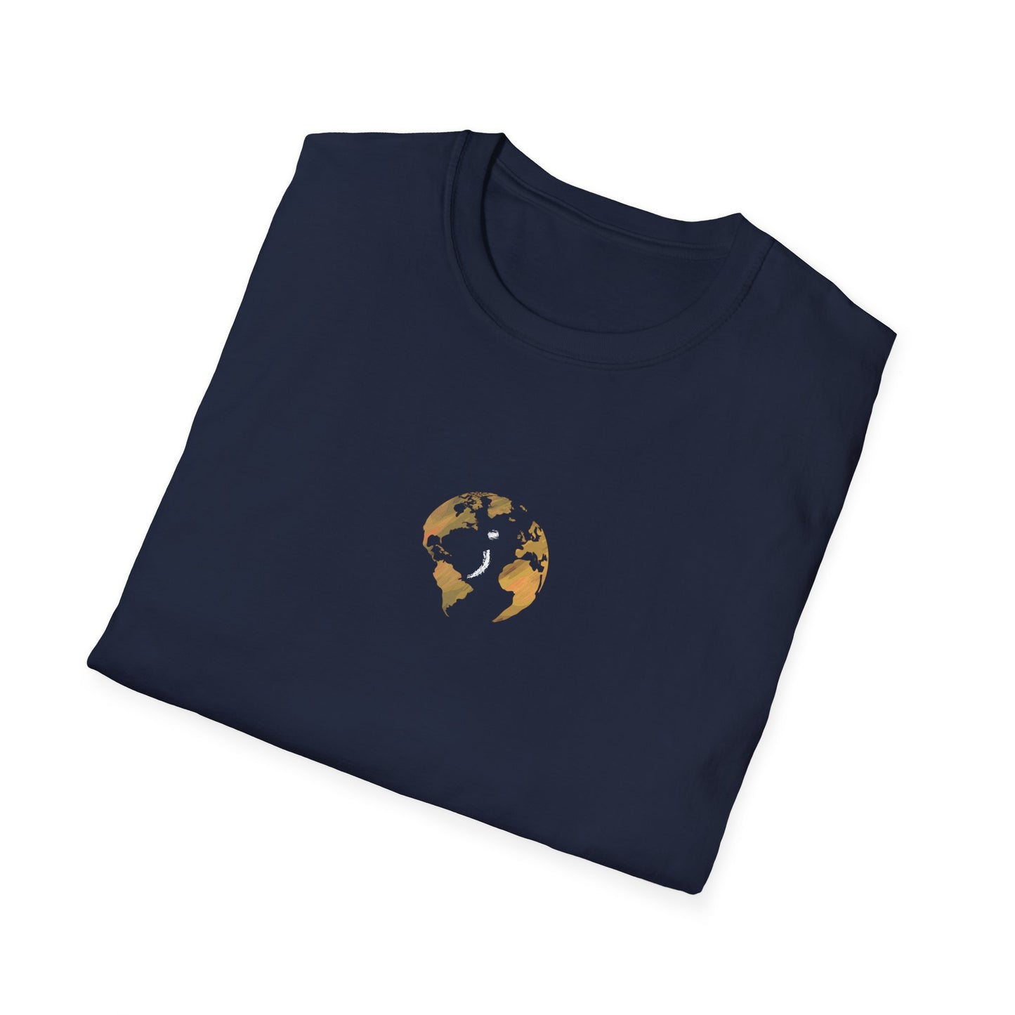 World Map Gold Unisex Softstyle Short-Sleeve Travel Cotton T-Shirt