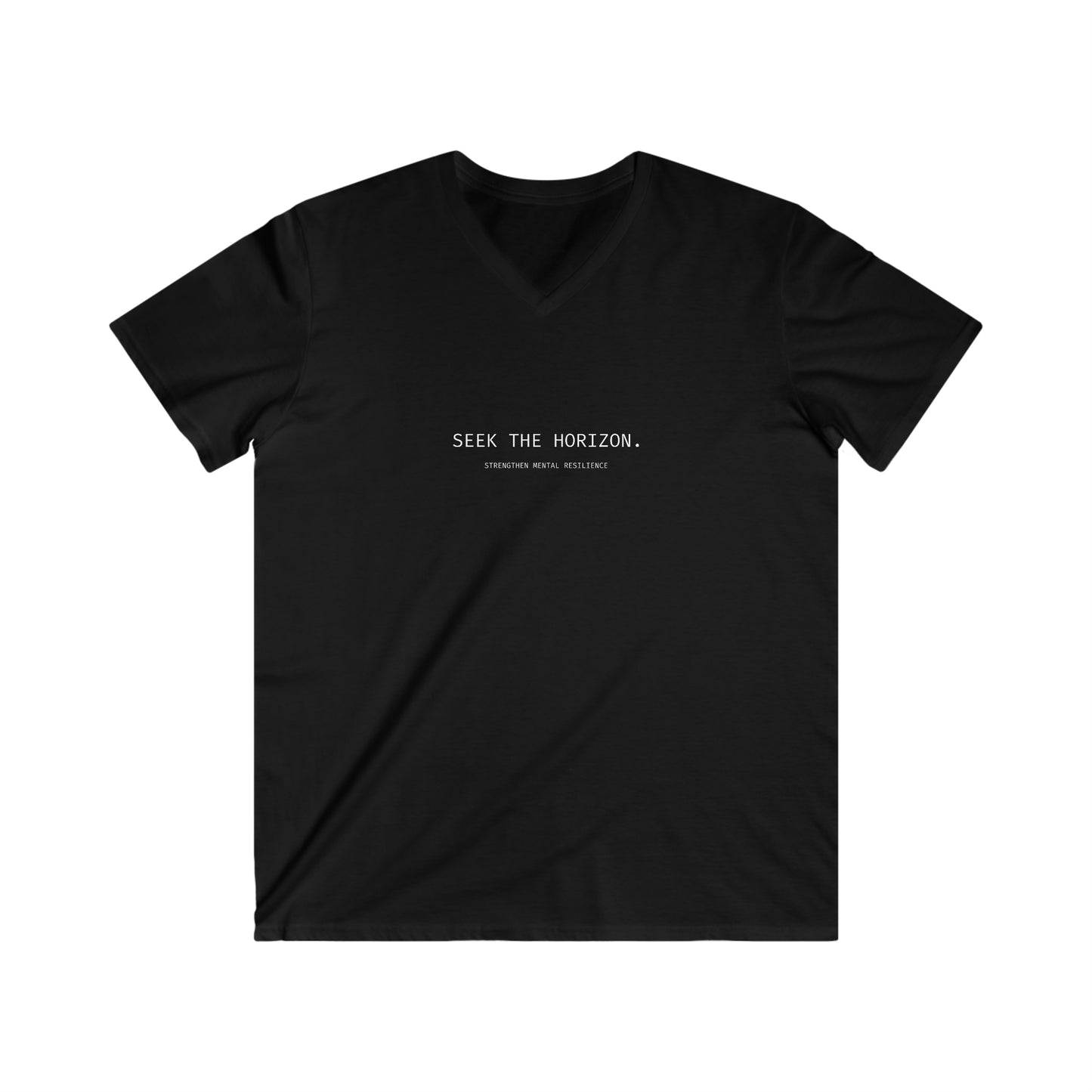 'Strengthen Mental Resilience' Cotton Men's Fitted Seek the Horizon V-Neck Short-Sleeve T-Shirt