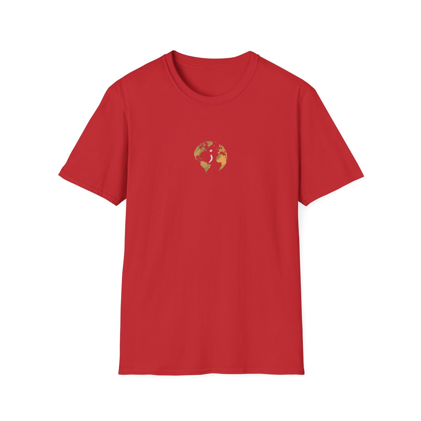 World Map Gold Unisex Softstyle Short-Sleeve Travel Cotton T-Shirt