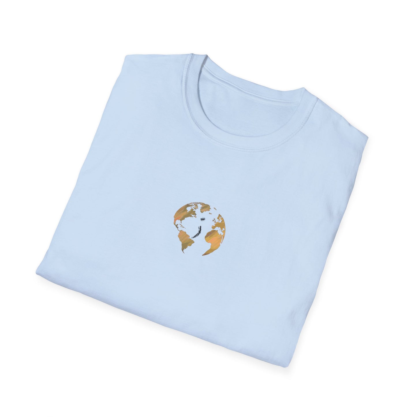 World Map Gold Unisex Softstyle Short-Sleeve Travel Cotton T-Shirt