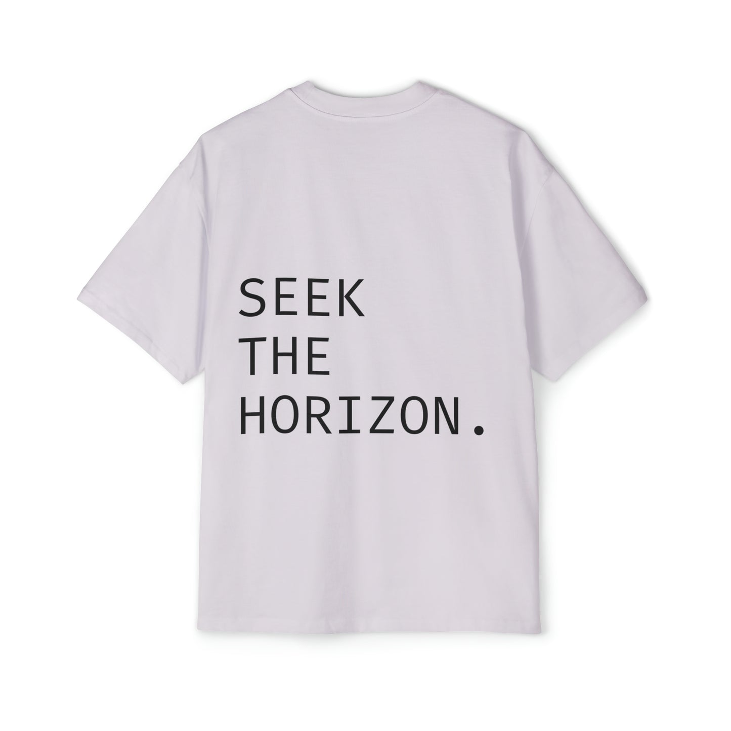 ; Seek the Horizon Back Print Men's Heavy Oversized Cotton Short-Sleeve T-Shirt