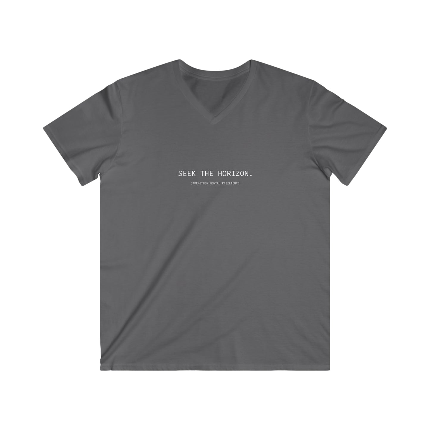 'Strengthen Mental Resilience' Cotton Men's Fitted Seek the Horizon V-Neck Short-Sleeve T-Shirt