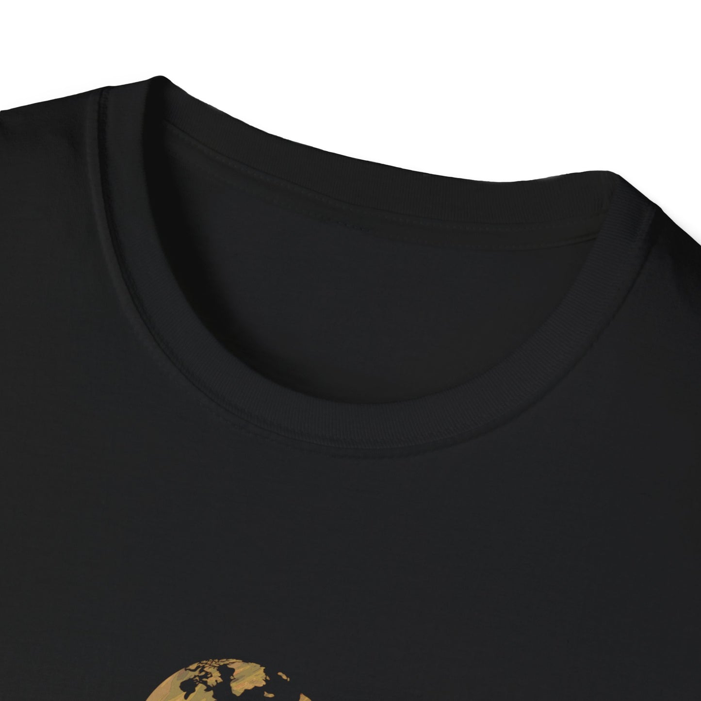 World Map Gold Unisex Softstyle Short-Sleeve Travel Cotton T-Shirt