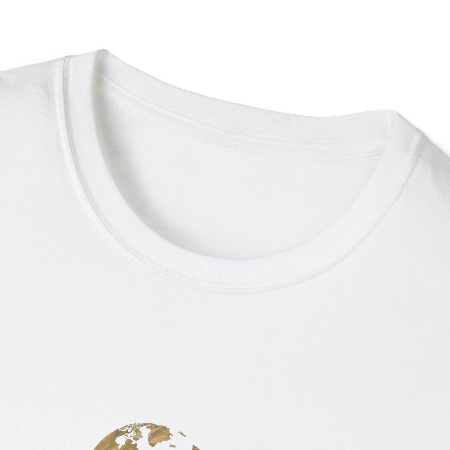 World Map Gold Unisex Softstyle Short-Sleeve Travel Cotton T-Shirt