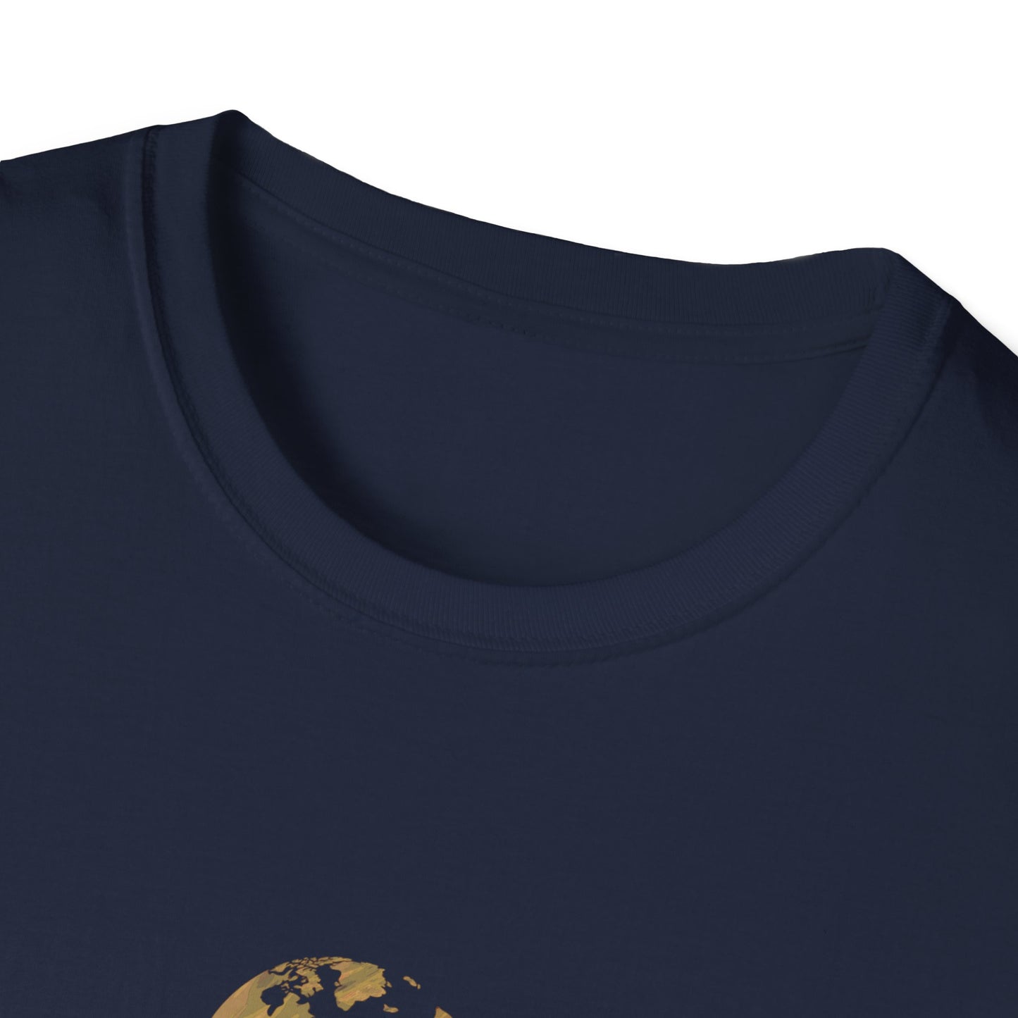 World Map Gold Unisex Softstyle Short-Sleeve Travel Cotton T-Shirt