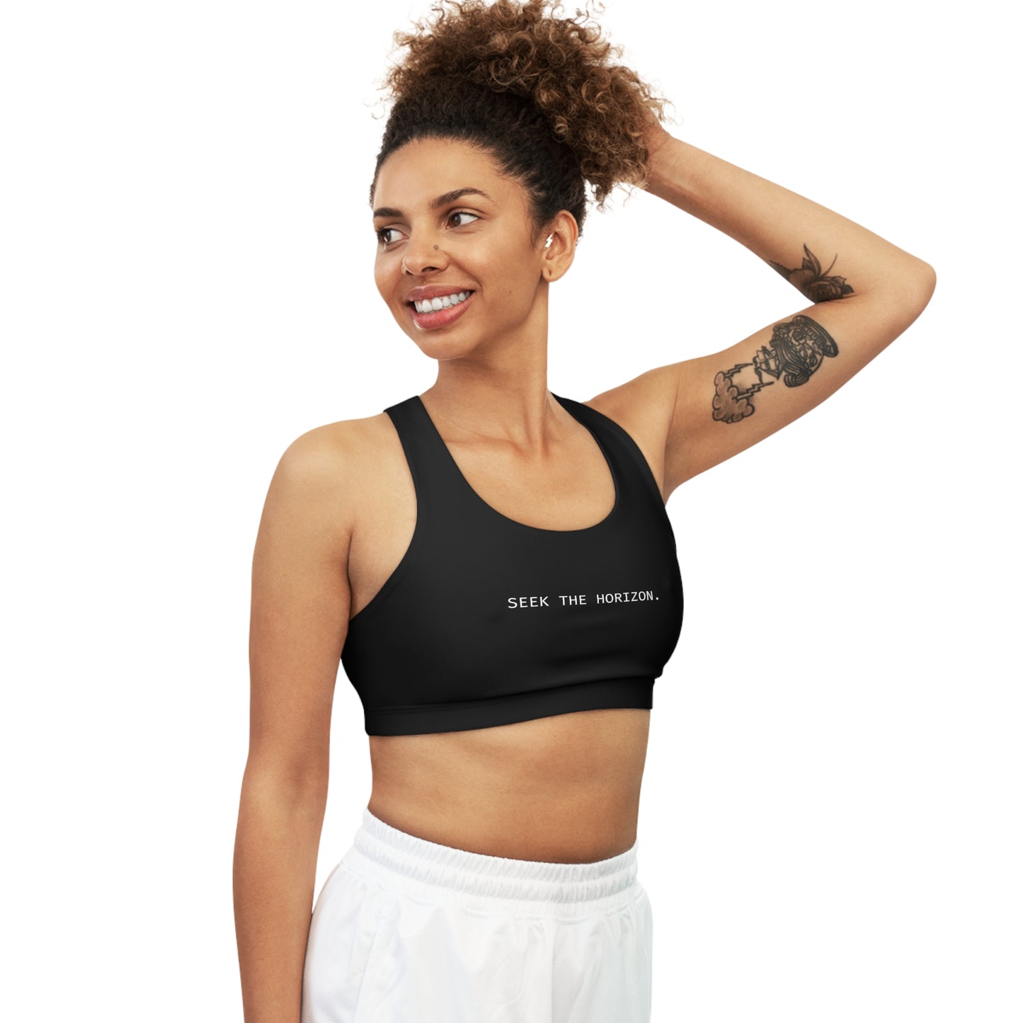 Seek the Horizon Women's Black Seamless Sports Bra