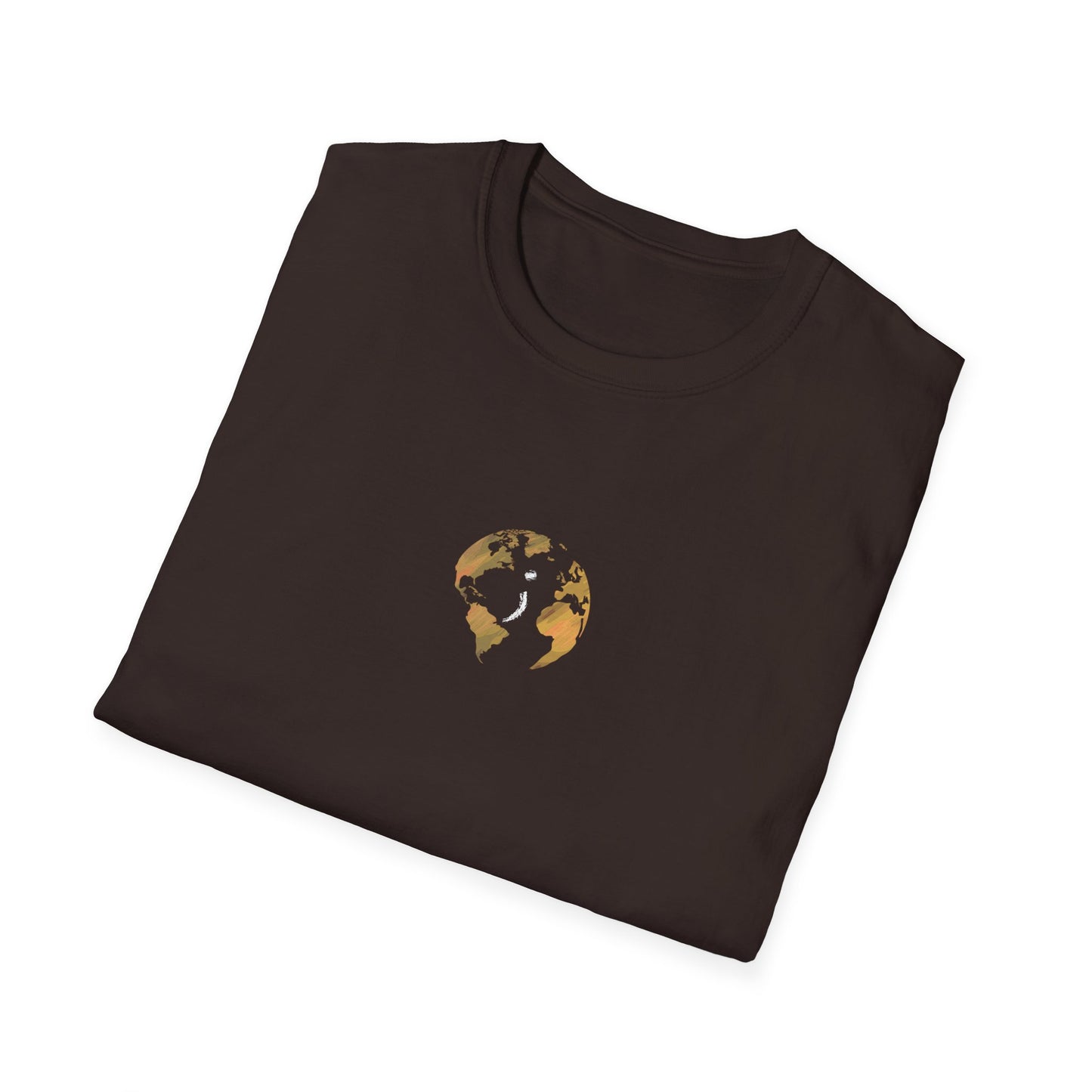 World Map Gold Unisex Softstyle Short-Sleeve Travel Cotton T-Shirt