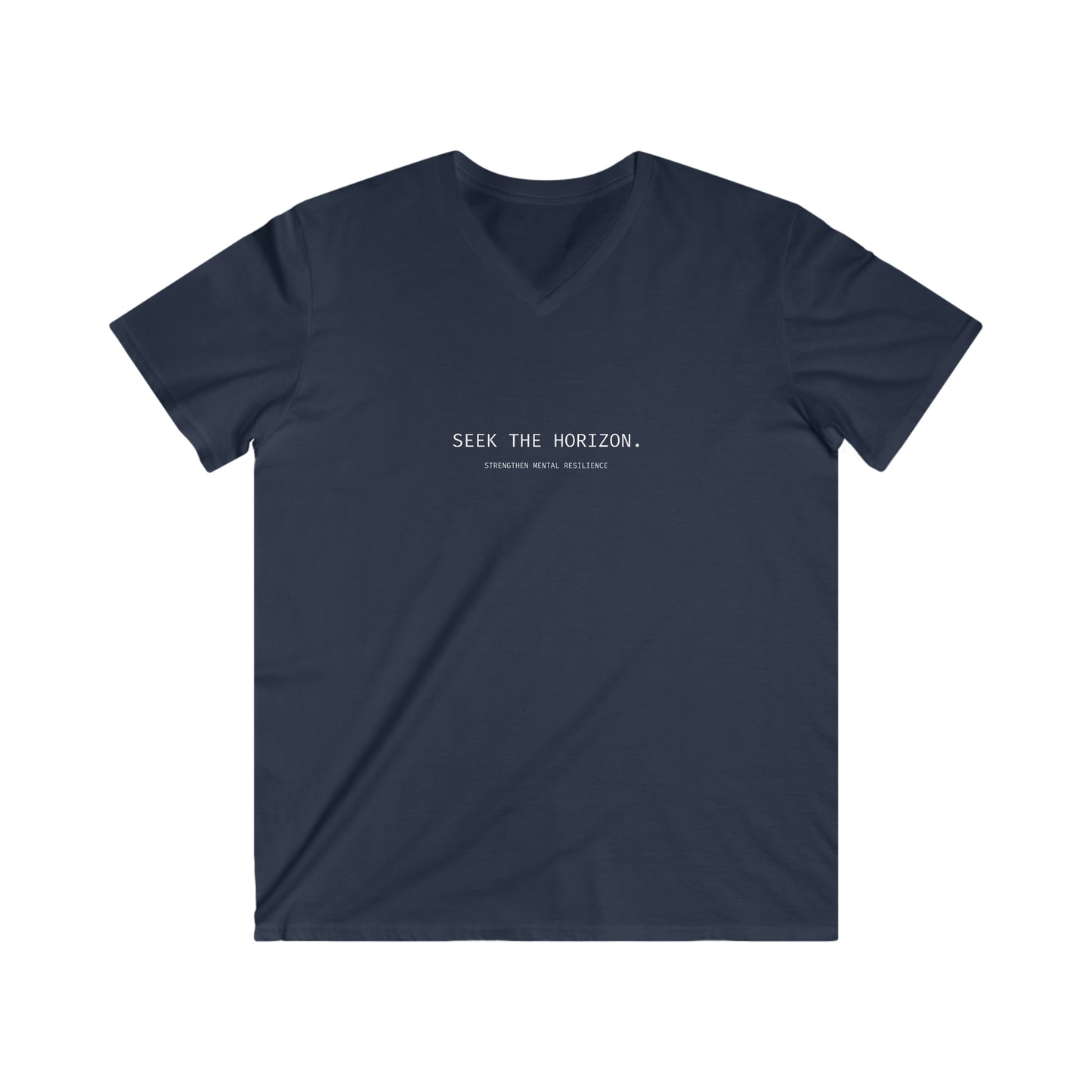 'Strengthen Mental Resilience' Cotton Men's Fitted Seek the Horizon V-Neck Short-Sleeve T-Shirt
