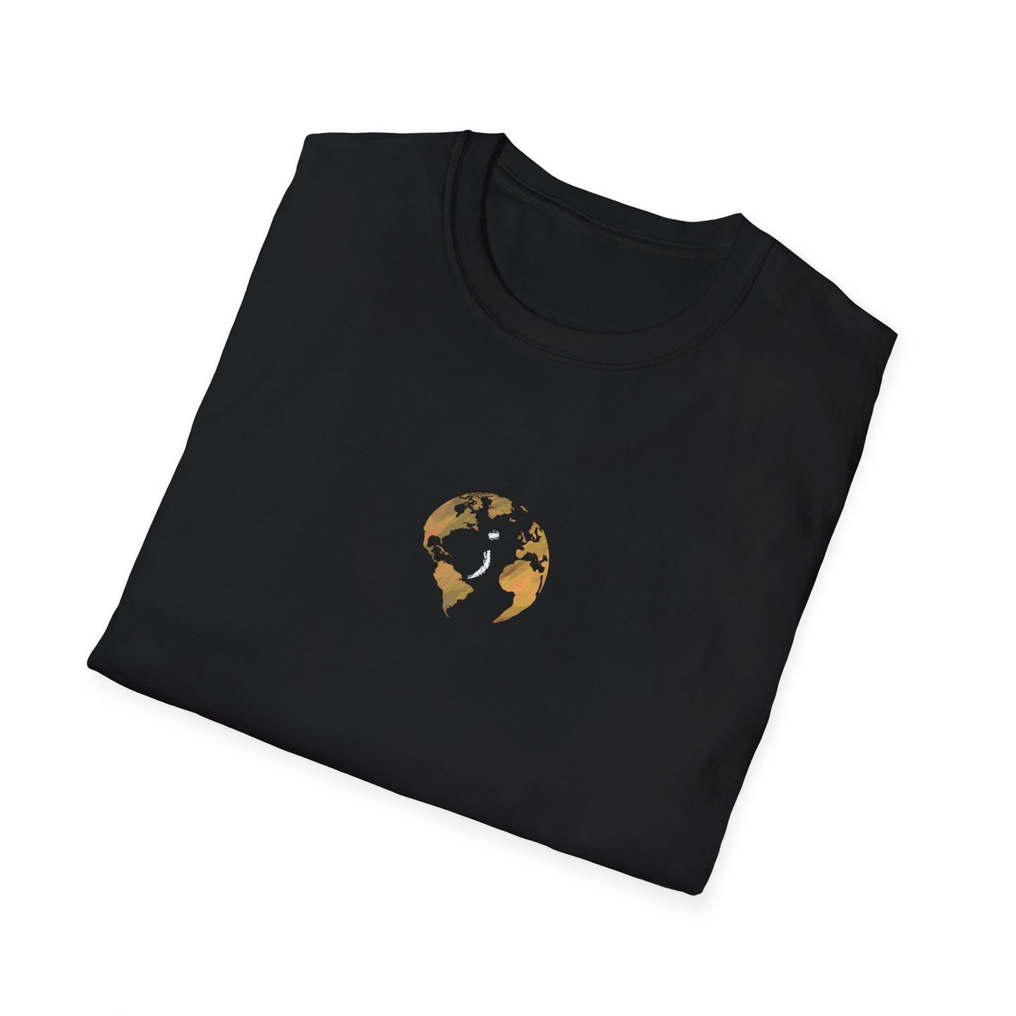 World Map Gold Unisex Softstyle Short-Sleeve Travel Cotton T-Shirt