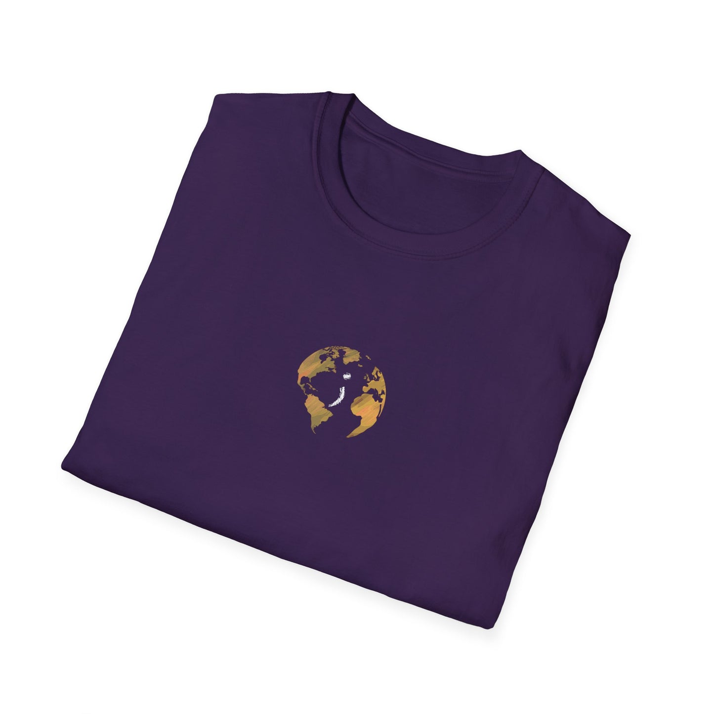 World Map Gold Unisex Softstyle Short-Sleeve Travel Cotton T-Shirt