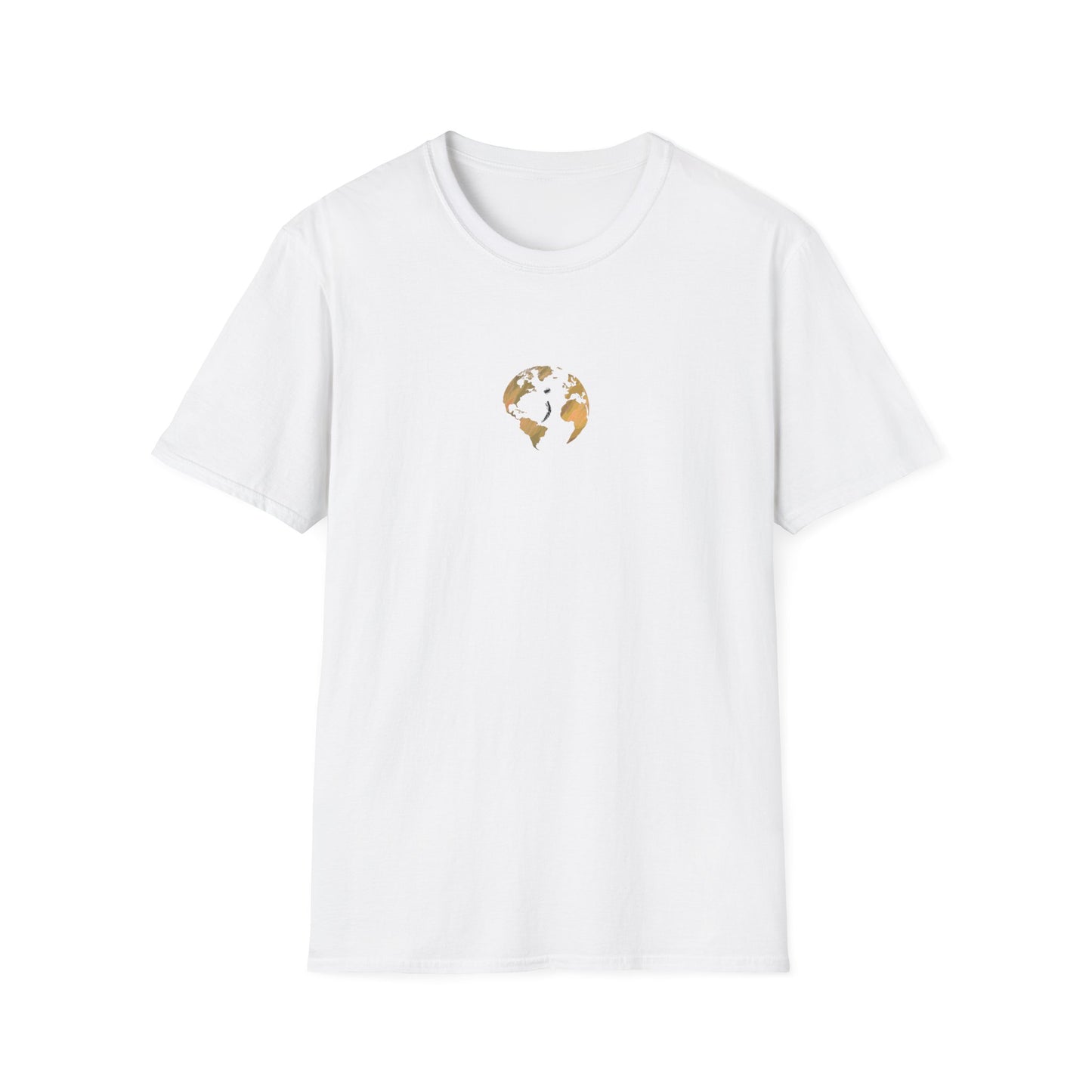 World Map Gold Unisex Softstyle Short-Sleeve Travel Cotton T-Shirt