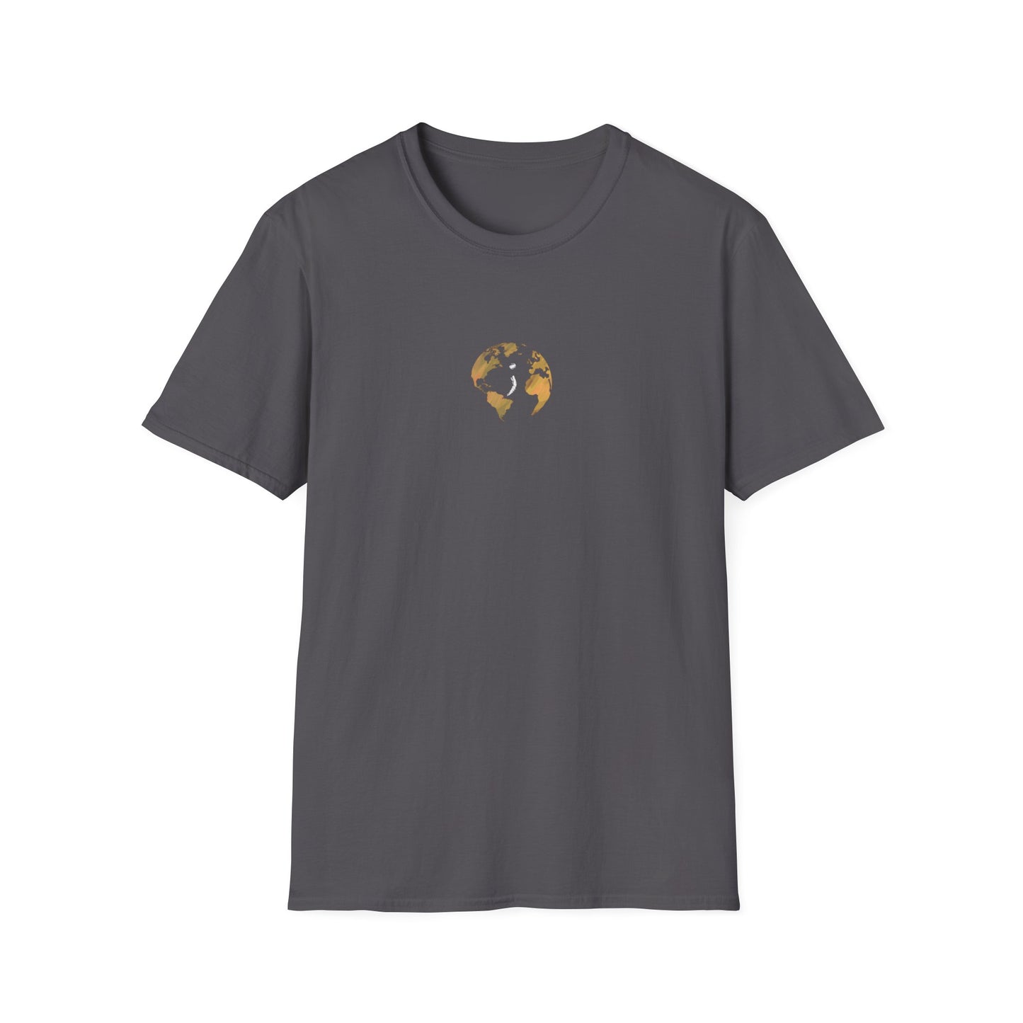 World Map Gold Unisex Softstyle Short-Sleeve Travel Cotton T-Shirt