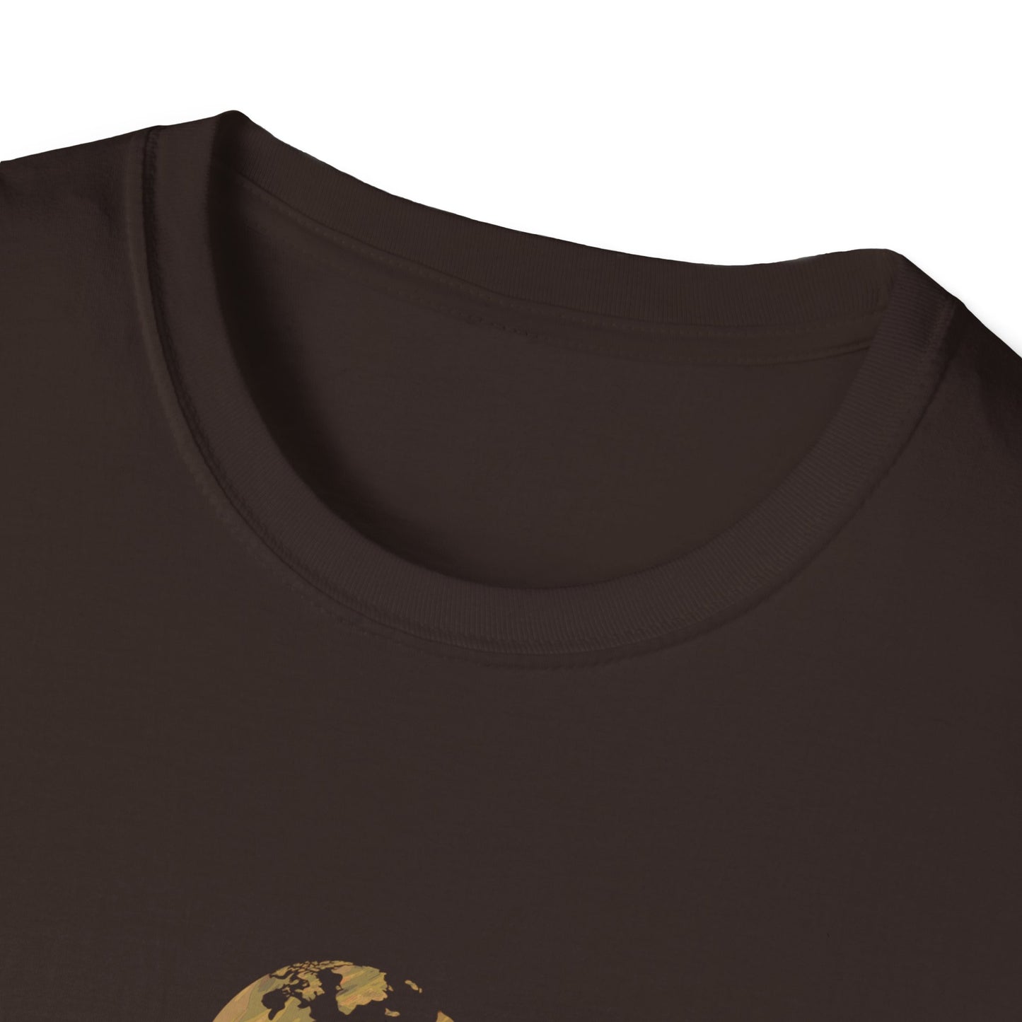 World Map Gold Unisex Softstyle Short-Sleeve Travel Cotton T-Shirt