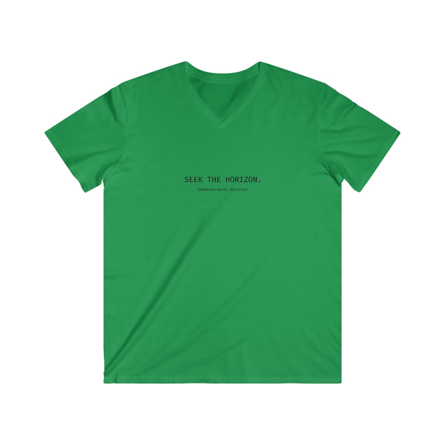 'Strengthen Mental Resilience' Cotton Men's Fitted Seek the Horizon V-Neck Short-Sleeve T-Shirt