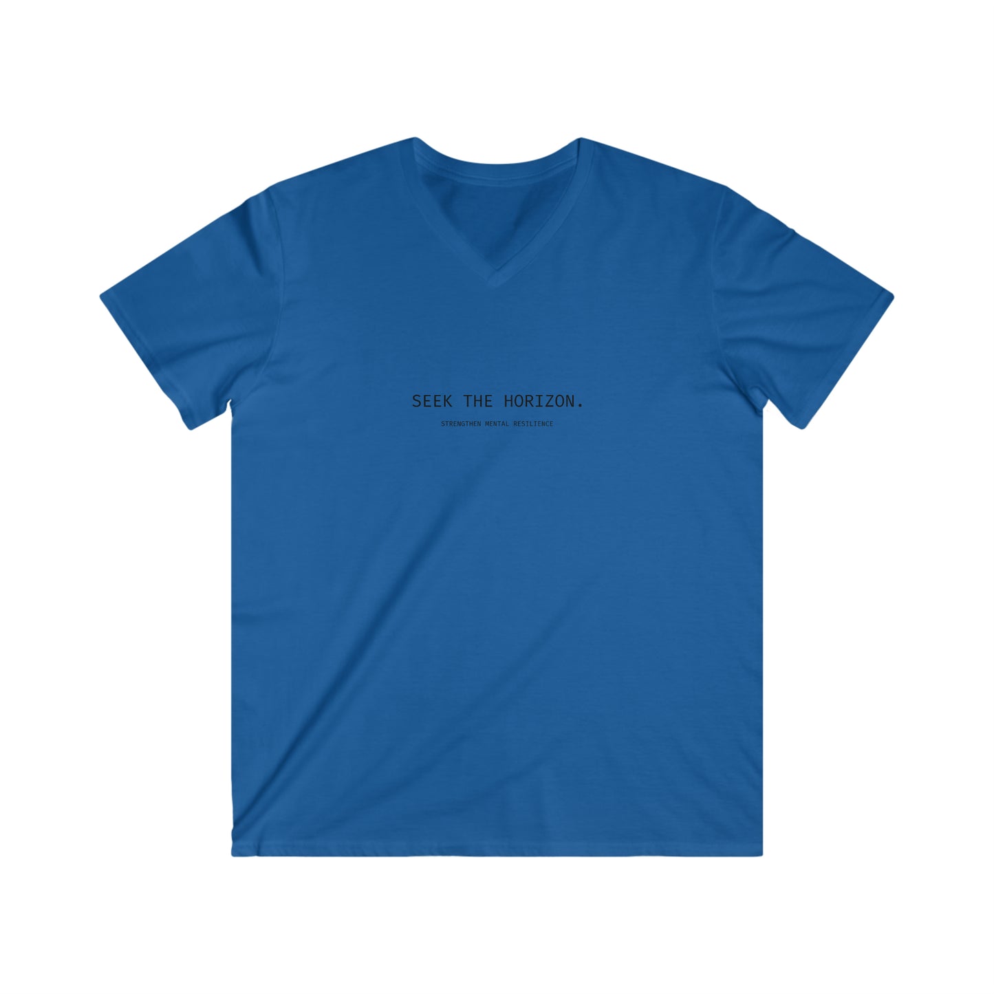 'Strengthen Mental Resilience' Cotton Men's Fitted Seek the Horizon V-Neck Short-Sleeve T-Shirt
