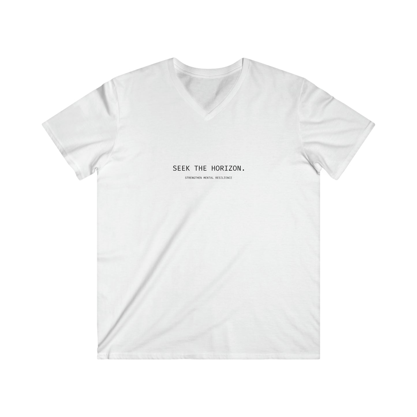 'Strengthen Mental Resilience' Cotton Men's Fitted Seek the Horizon V-Neck Short-Sleeve T-Shirt