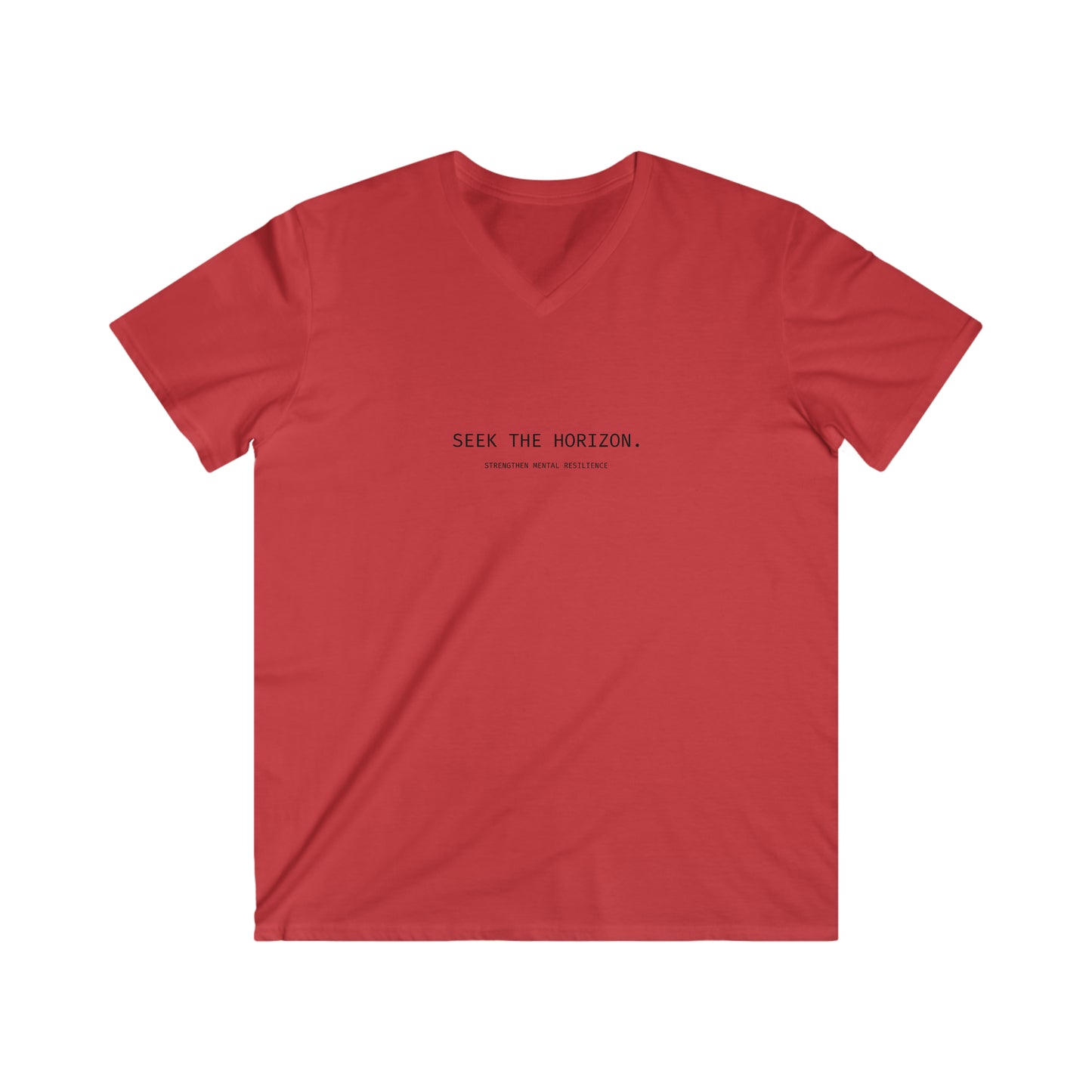 'Strengthen Mental Resilience' Cotton Men's Fitted Seek the Horizon V-Neck Short-Sleeve T-Shirt
