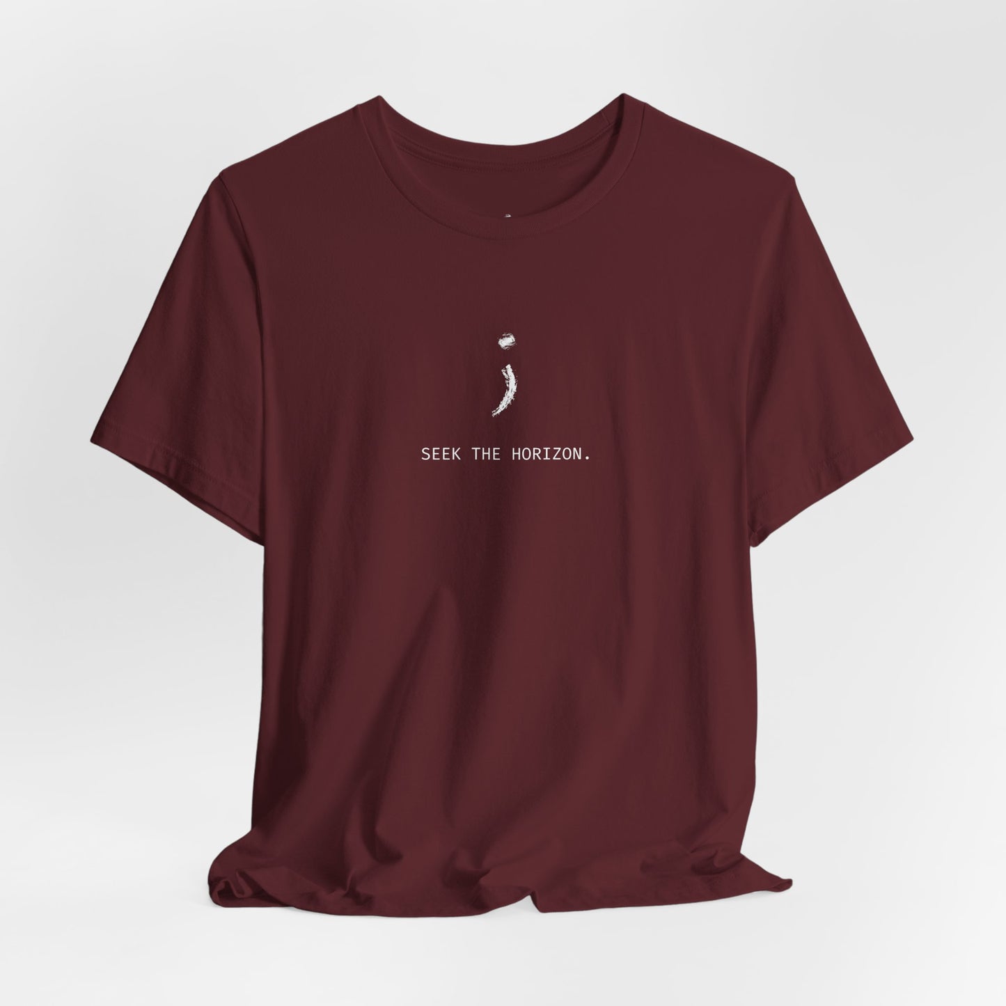 "To the person reading this; don't give up" Seek the Horizon Cotton Short-Sleeve T-Shirt Men's Mental Health Month
