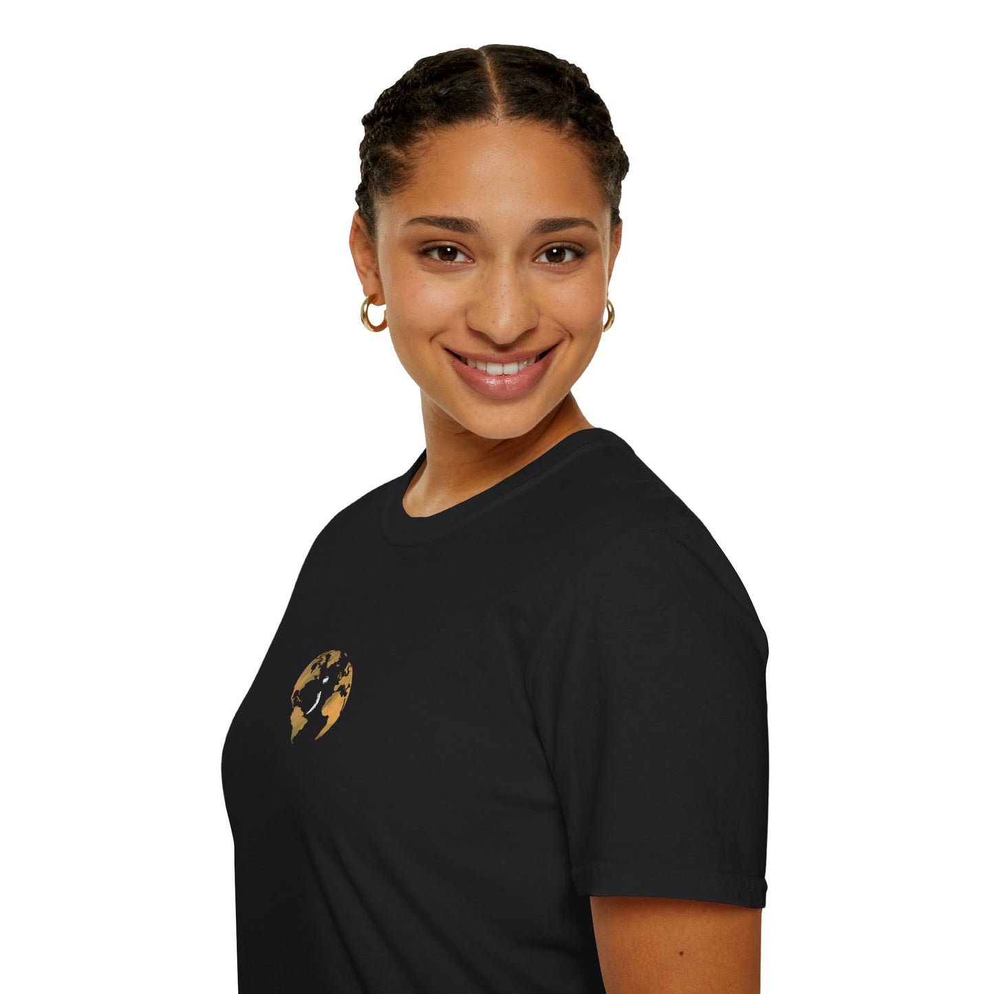 World Map Gold Unisex Softstyle Short-Sleeve Travel Cotton T-Shirt