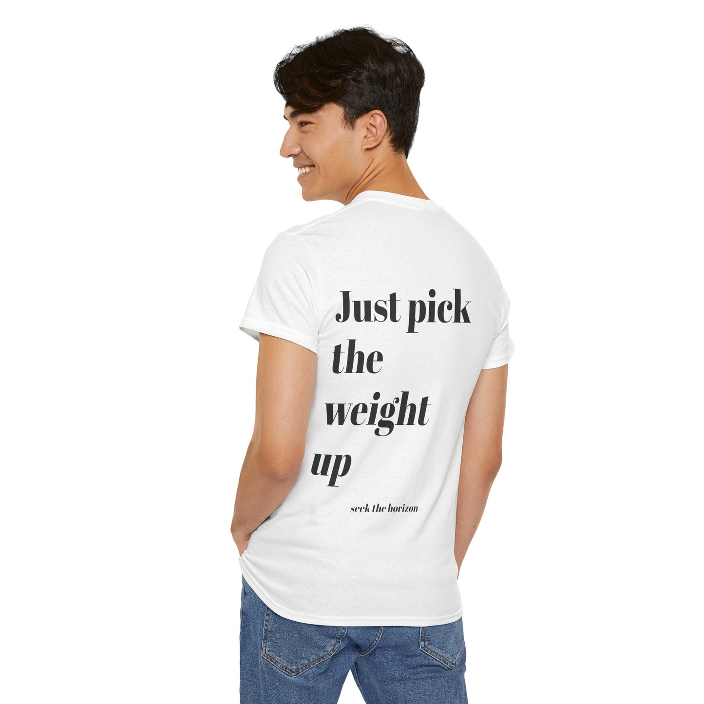 Motivational Unisex Heavy Cotton Tee - 'Just Pick the Weight Up' Inspirational Shirt for Fitness Enthusiasts