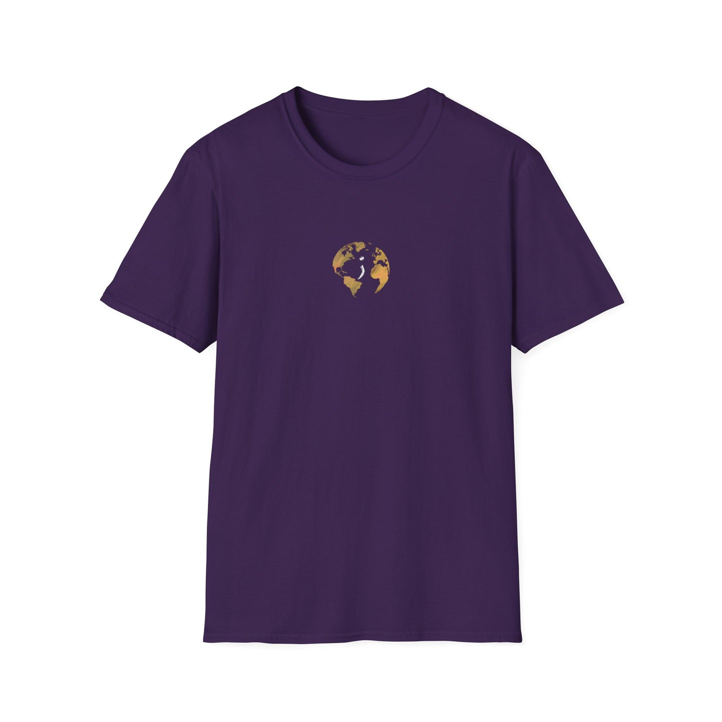 World Map Gold Unisex Softstyle Short-Sleeve Travel Cotton T-Shirt