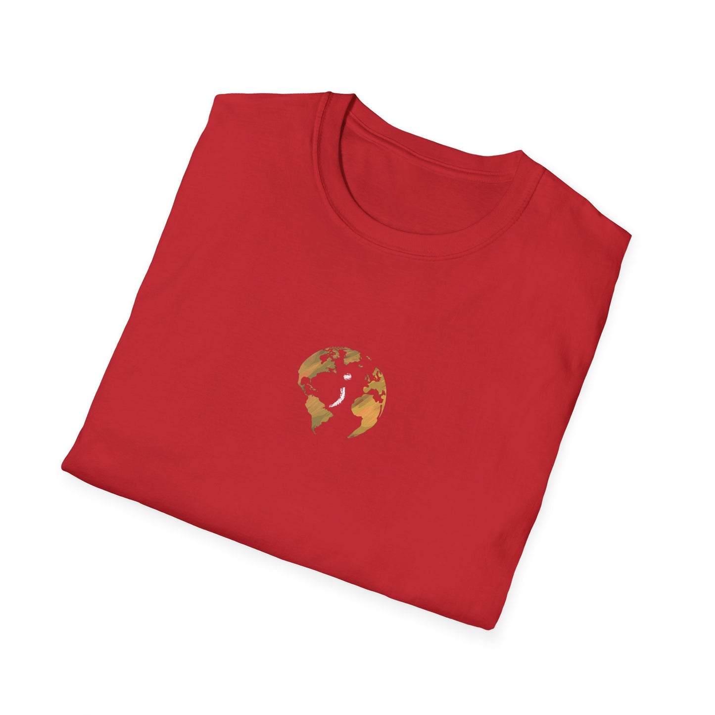 World Map Gold Unisex Softstyle Short-Sleeve Travel Cotton T-Shirt