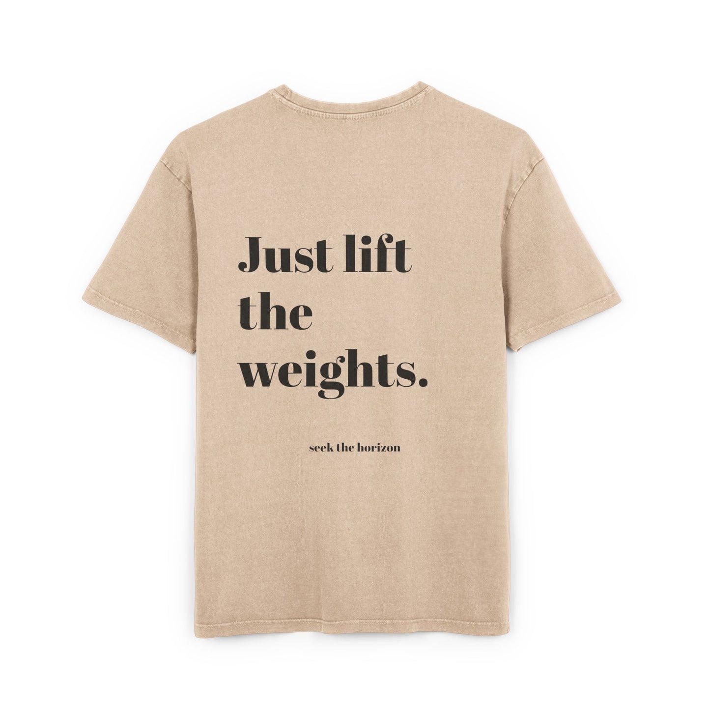 Men's Acid Washed Oversized Tee - Motivational Gym Shirt "JUST LIFT THE WEIGHTS"