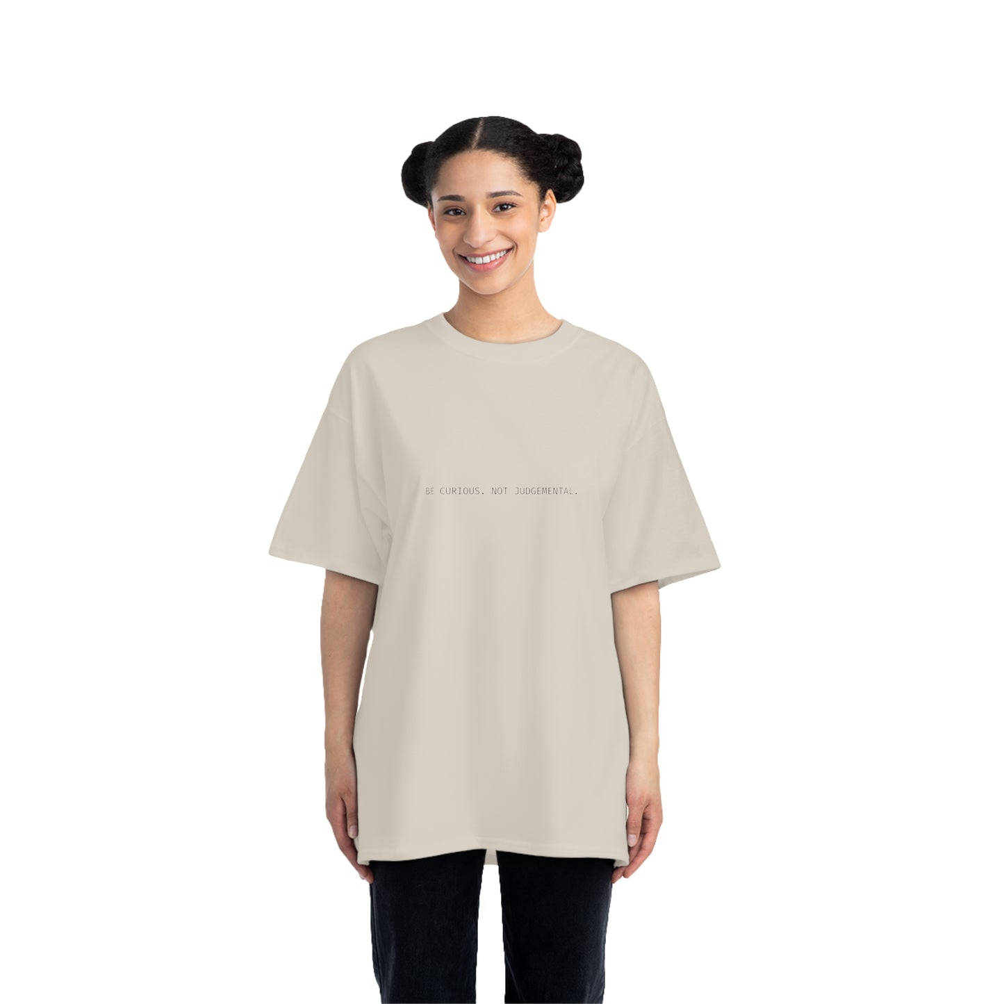 'Be Curious. Not Judgemental.' Oversized Relaxed Fit Short-Sleeve T-Shirt