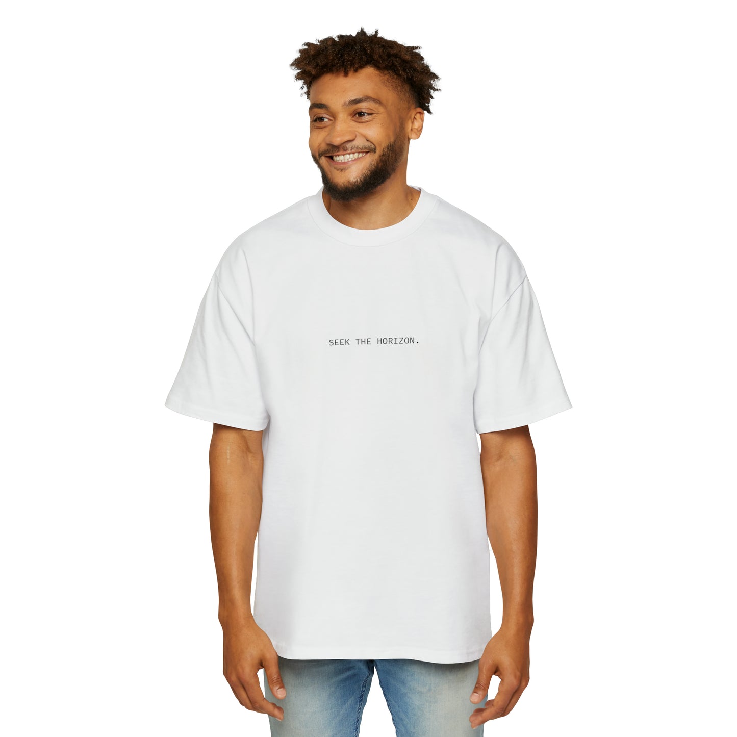 Seek the Horizon ; Back Men's Heavy Relaxed Fit Oversized Short-Sleeve T-Shirt