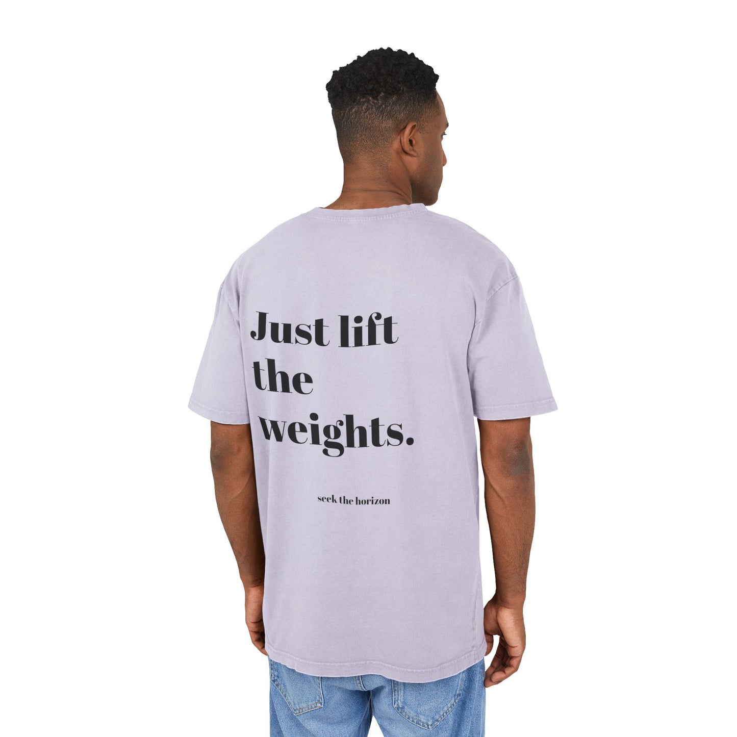 Men's Acid Washed Oversized Tee - Motivational Gym Shirt "JUST LIFT THE WEIGHTS"