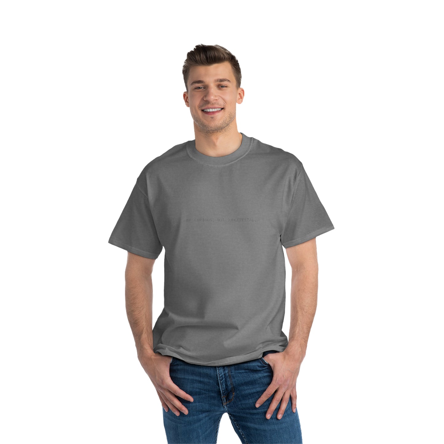 'Be Curious. Not Judgemental.' Oversized Relaxed Fit Short-Sleeve T-Shirt