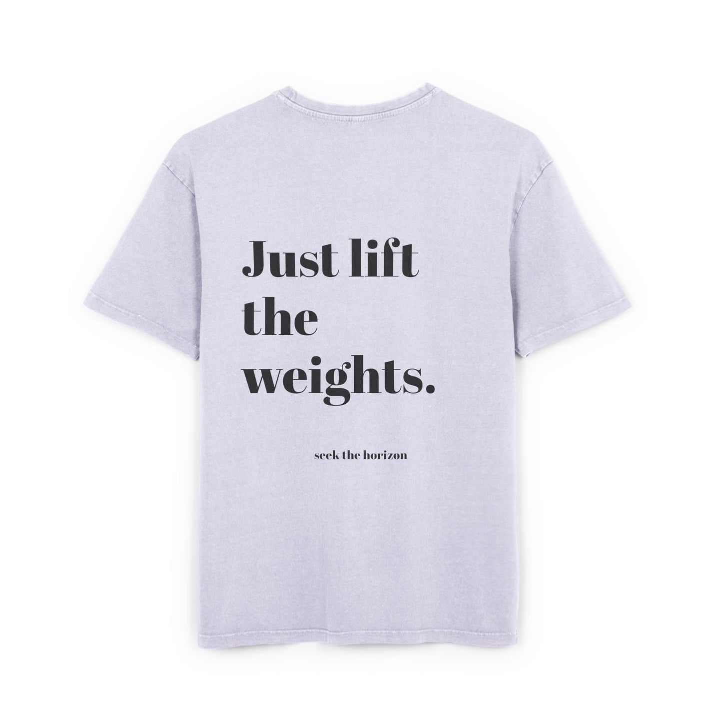 Men's Acid Washed Oversized Tee - Motivational Gym Shirt "JUST LIFT THE WEIGHTS"