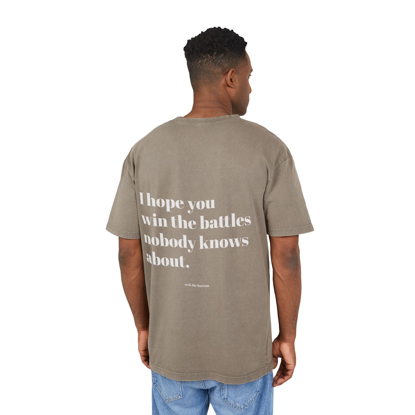 Men's Acid Washed Oversized Tee - Inspirational Quote T-Shirt