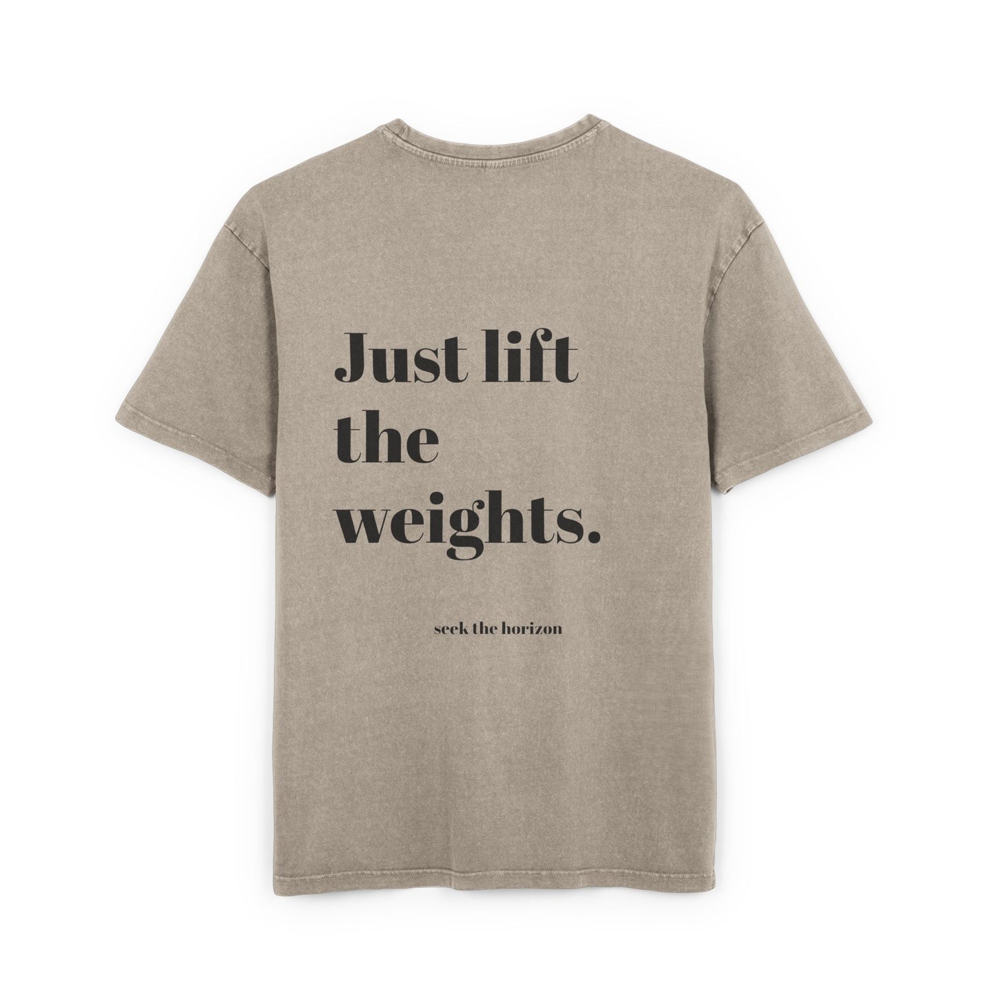 Men's Acid Washed Oversized Tee - Motivational Gym Shirt "JUST LIFT THE WEIGHTS"