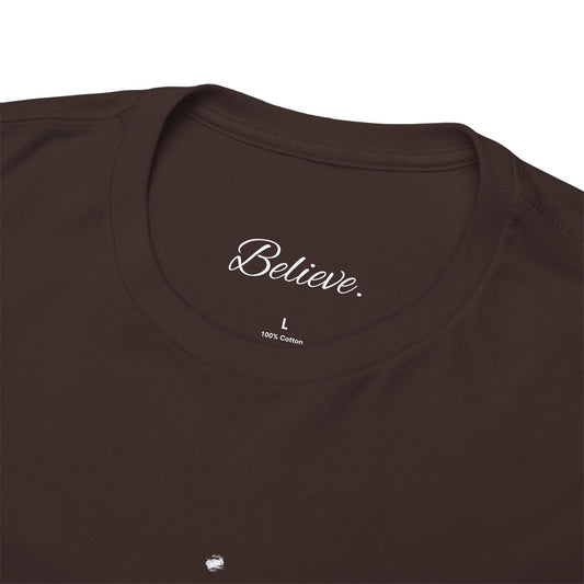 'Believe' Seek the Horizon Vertical Back Cotton Heavy Short-Sleeve T-Shirt