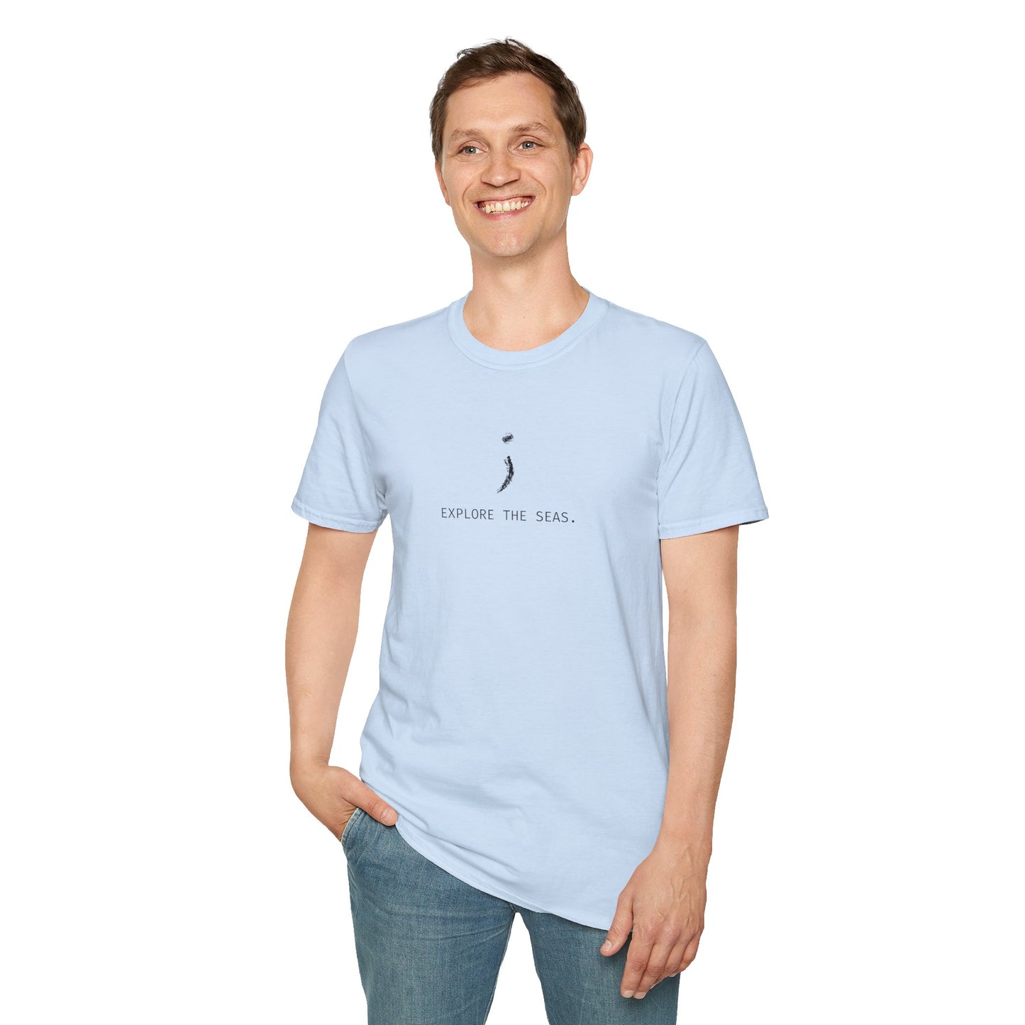 'Explore the Seas' Seek the Horizon Unisex Softstyle Cotton Travel Diving Short-Sleeve T-Shirt