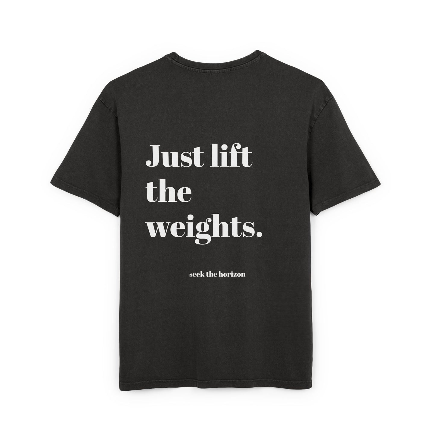 Men's Acid Washed Oversized Tee - Motivational Gym Shirt "JUST LIFT THE WEIGHTS"