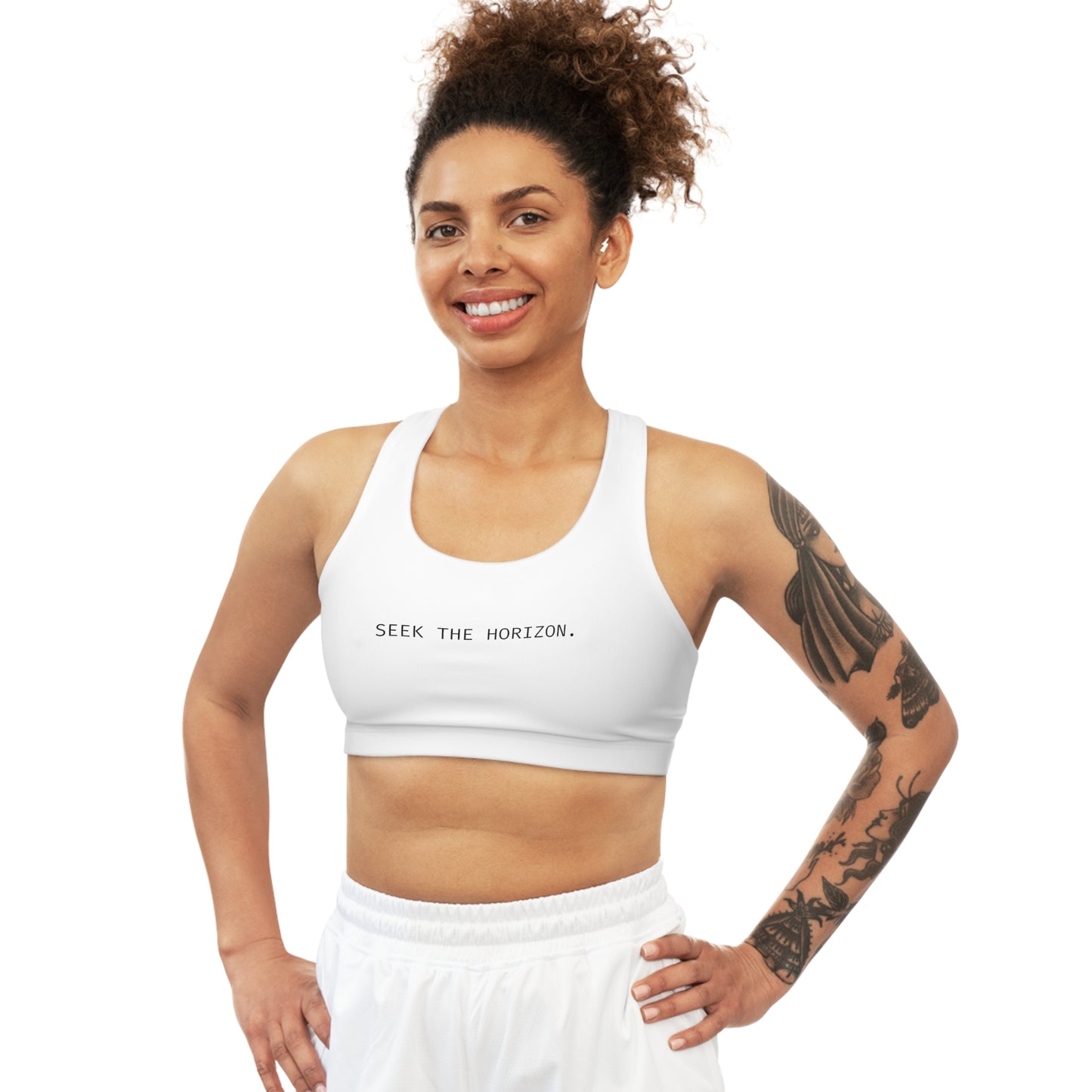 Seek the Horizon Women's White Seamless Sports Bra