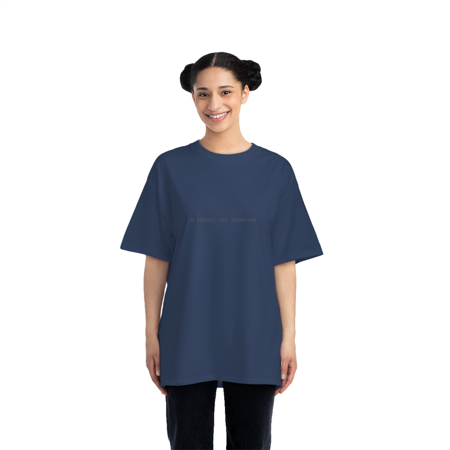 'Be Curious. Not Judgemental.' Oversized Relaxed Fit Short-Sleeve T-Shirt