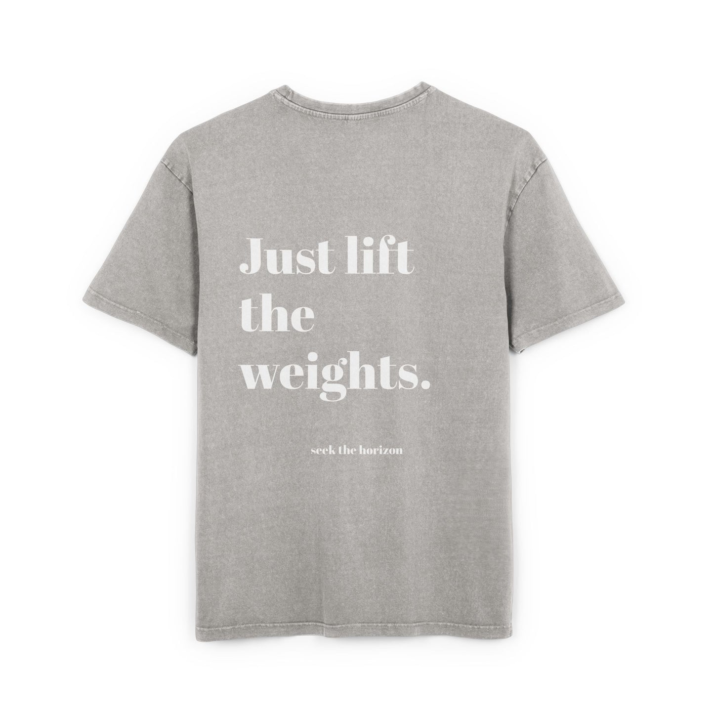 Men's Acid Washed Oversized Tee - Motivational Gym Shirt "JUST LIFT THE WEIGHTS"