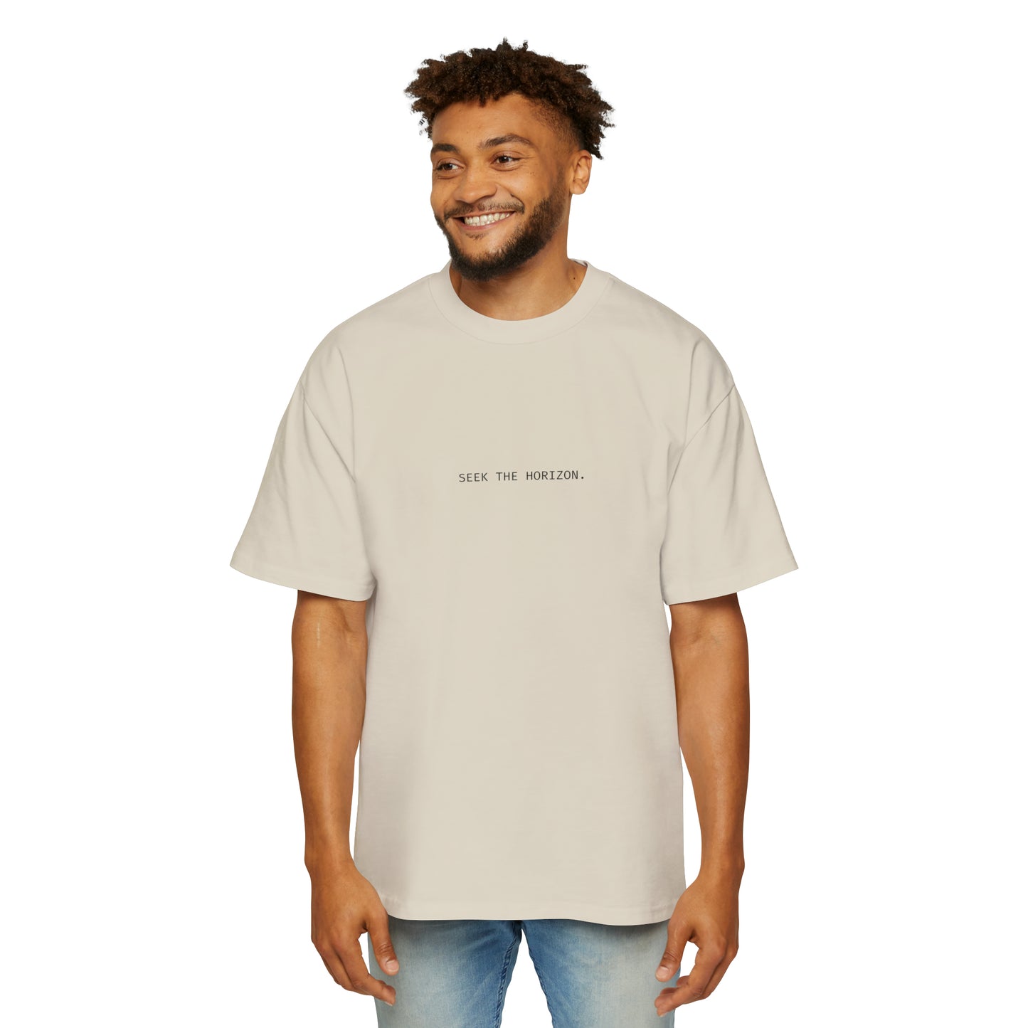 Seek the Horizon ; Back Men's Heavy Relaxed Fit Oversized Short-Sleeve T-Shirt