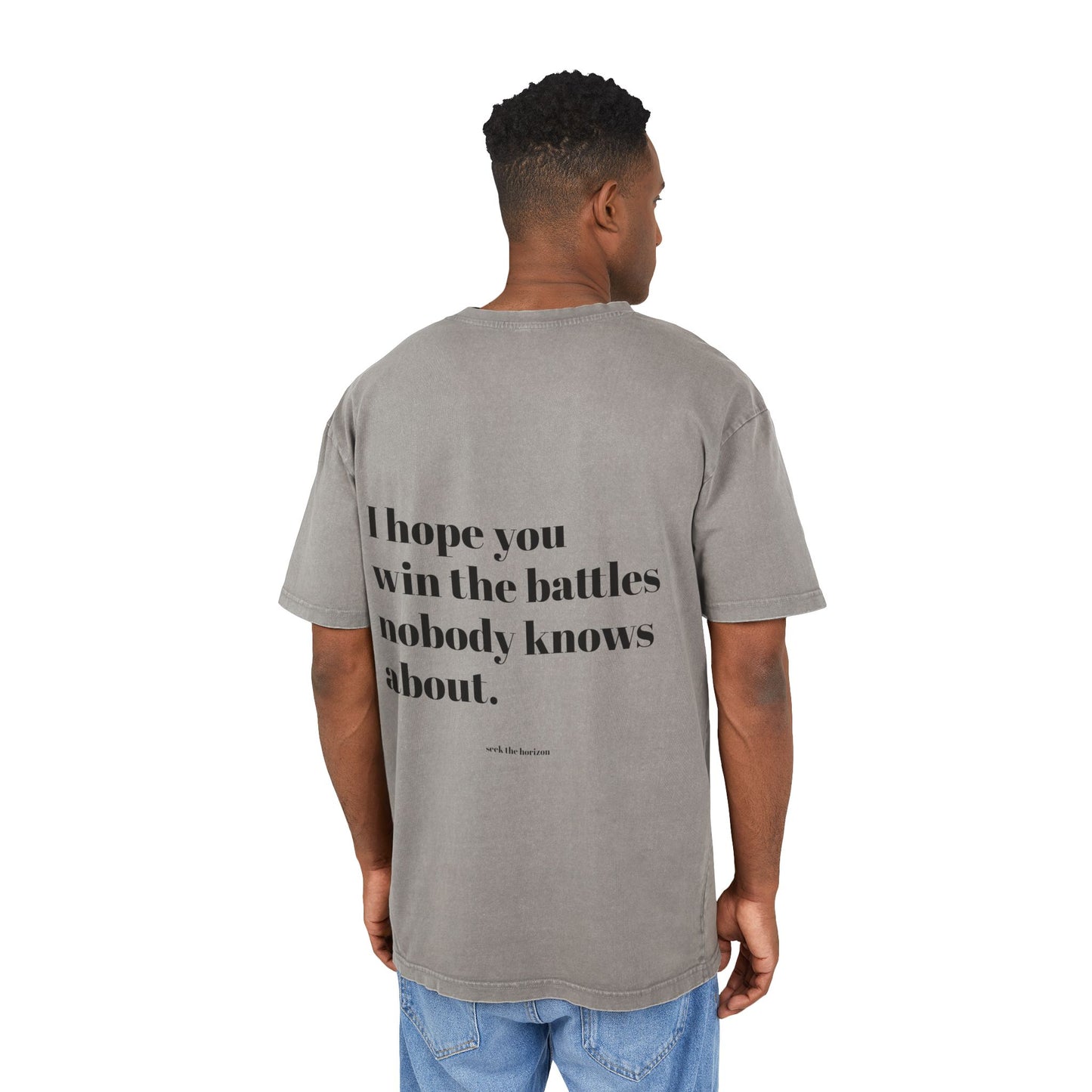 Men's Acid Washed Oversized Tee - Inspirational Quote T-Shirt